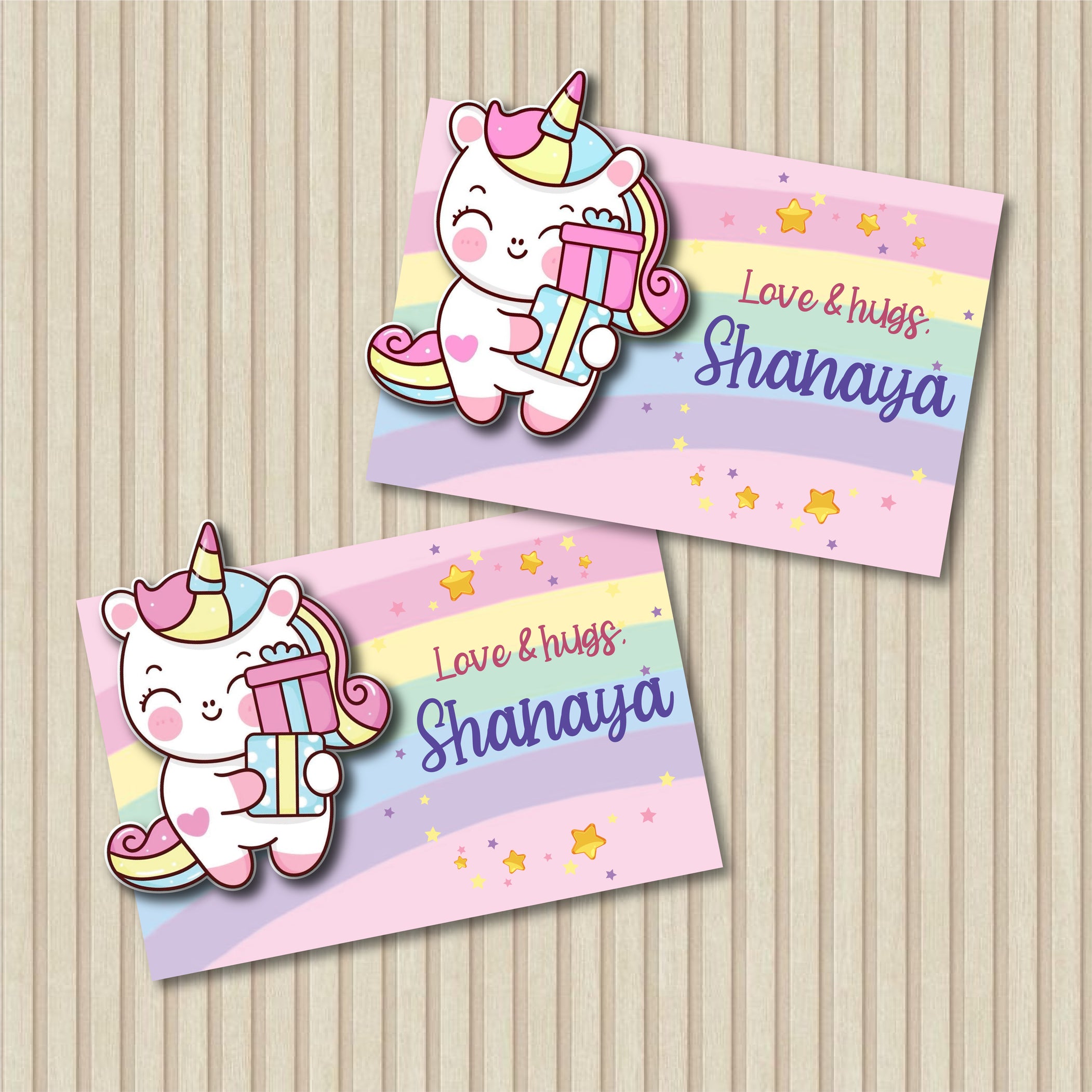 3D Gift Tag - Unicorn with gift