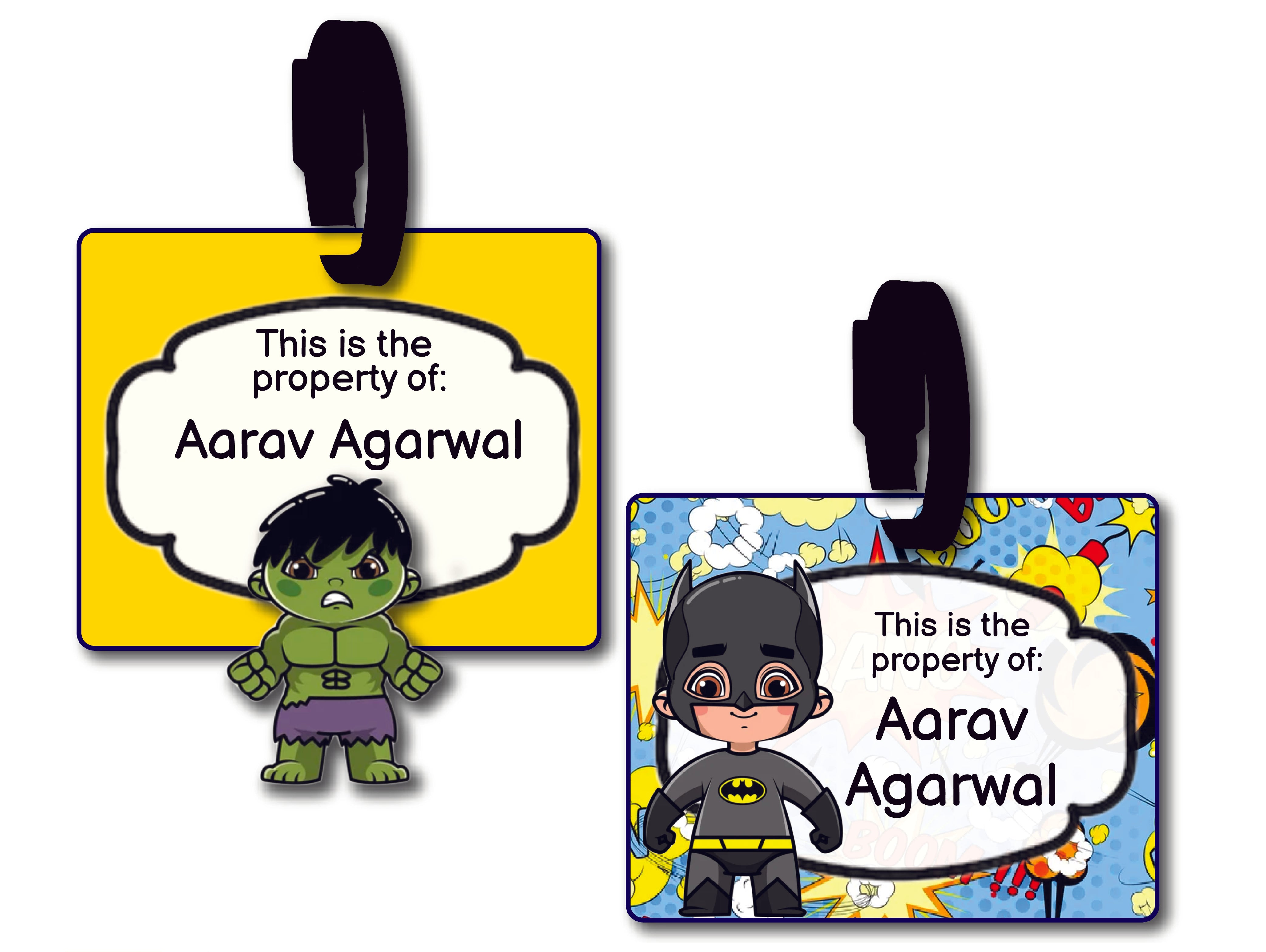 Bag Tag - Baby Superheroes (Batman & Hulk)