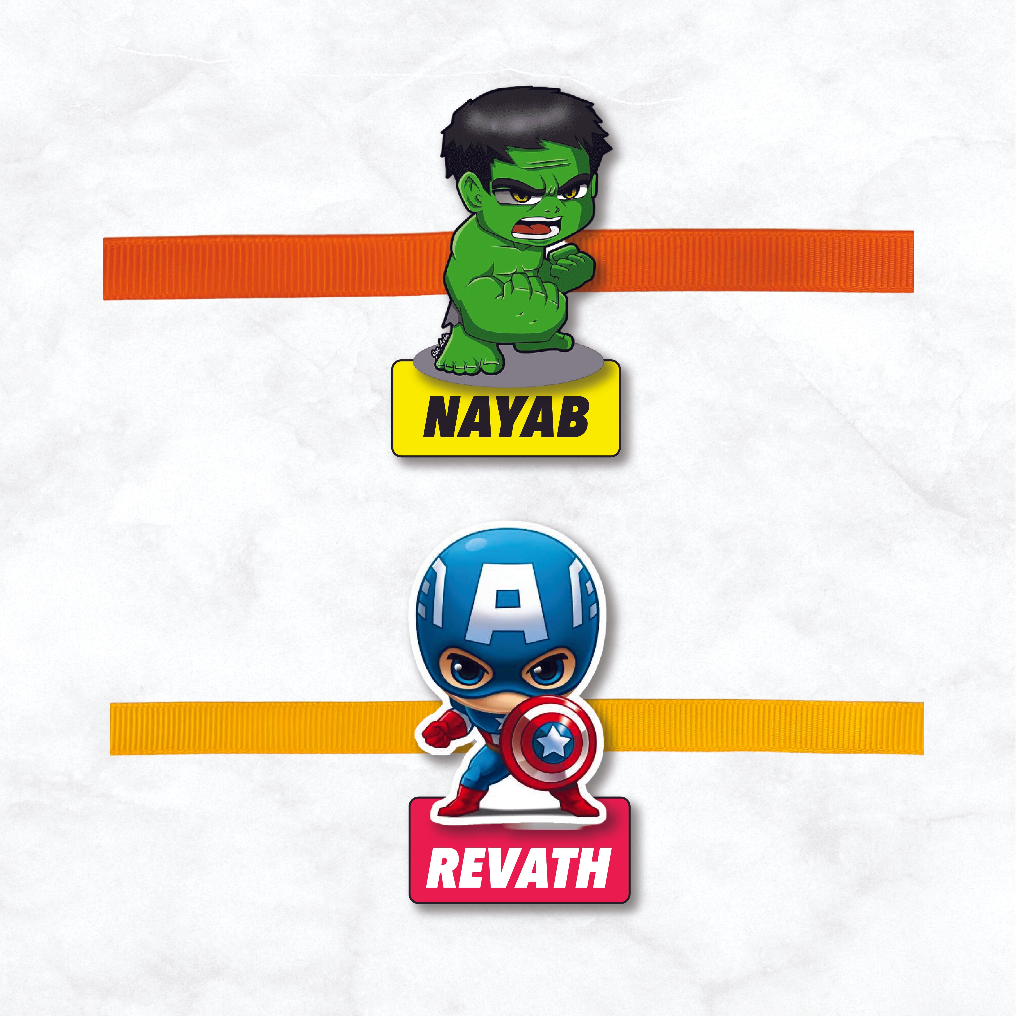 Character Rakhi (Set of 2 pcs) - Hulk & Captain America