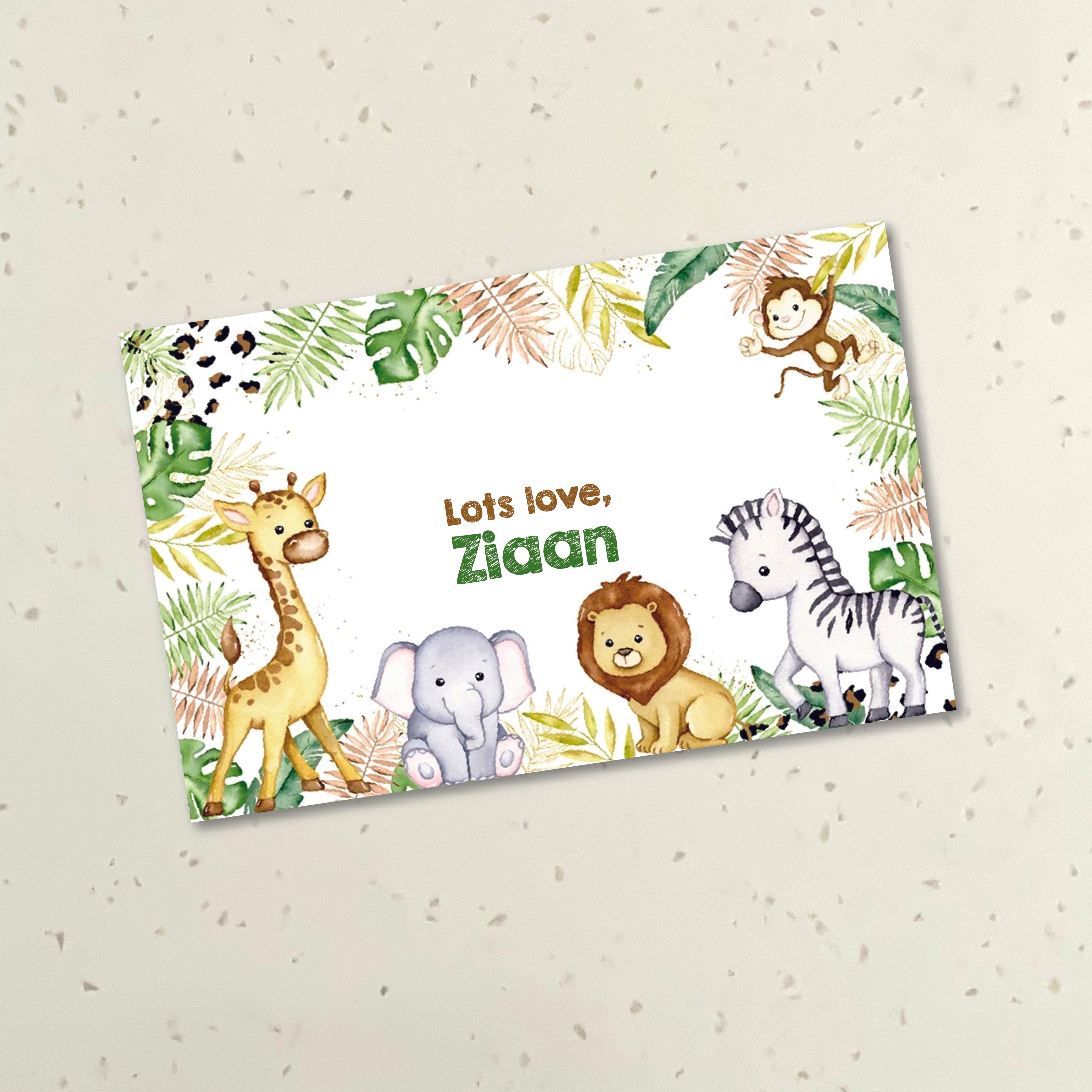 Gift Tag (rectangular) - Safari animals