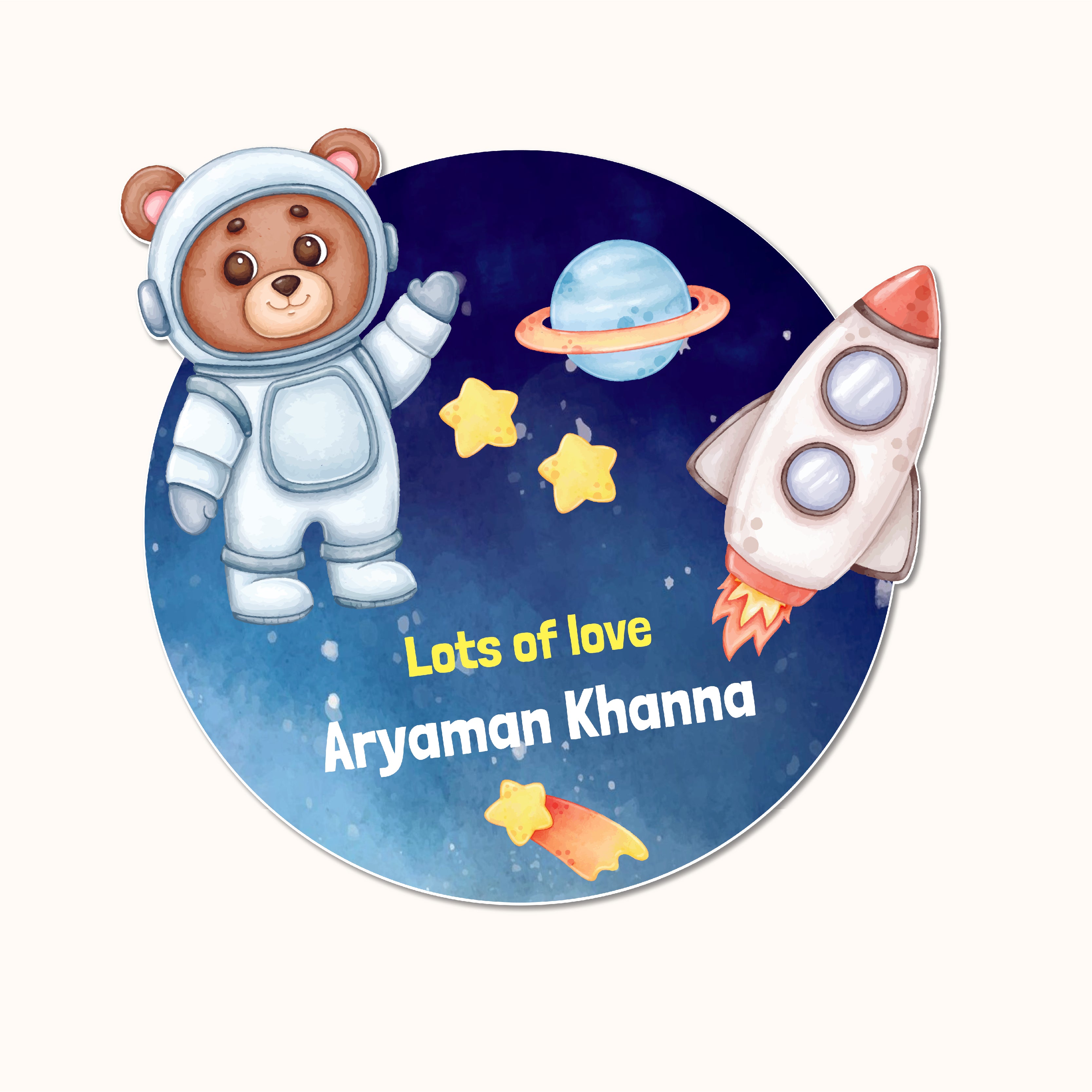 Gift Tag (Shape) - Teddy in Space