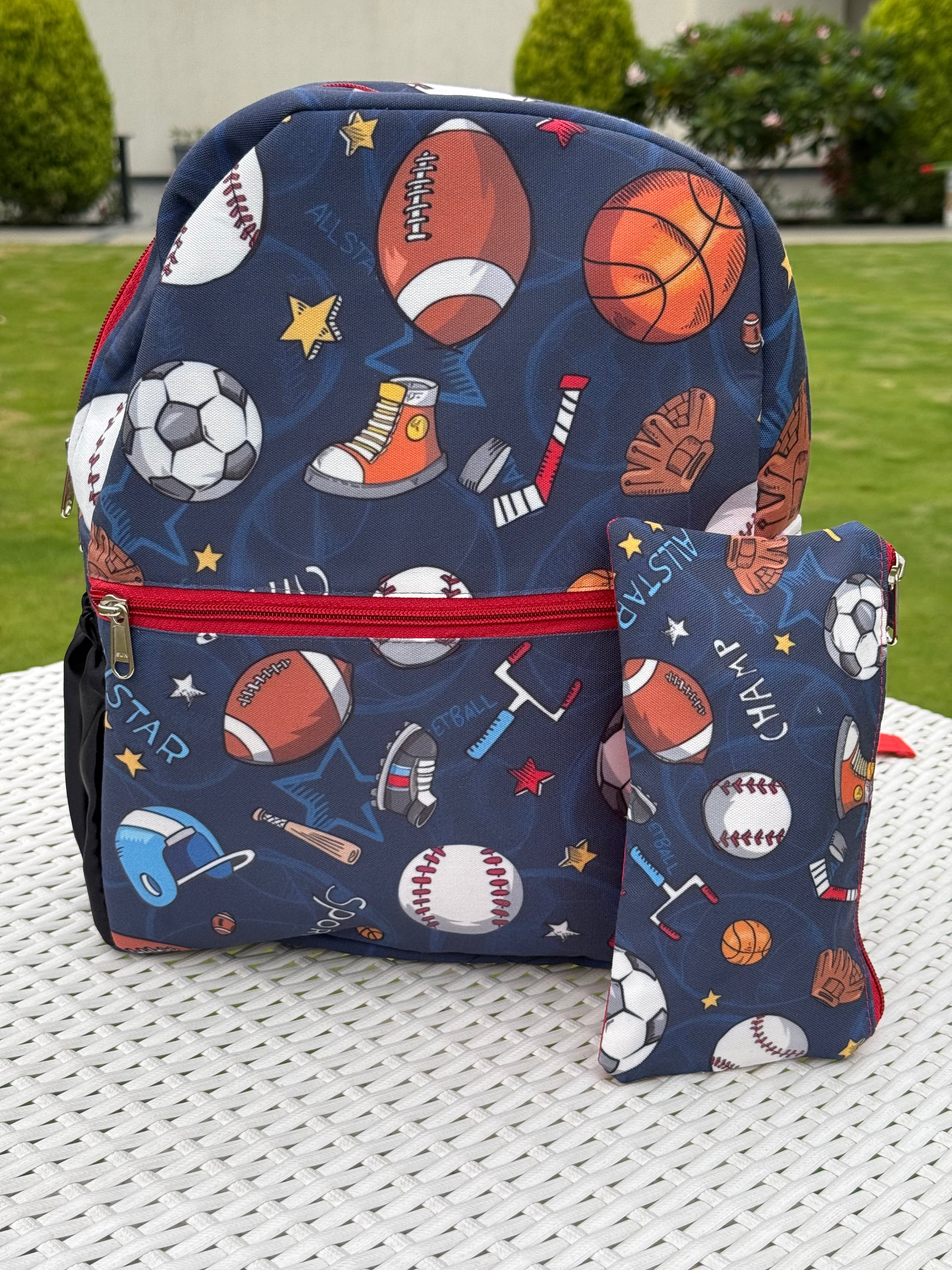 School Backpack with Pouch - Sports Mania