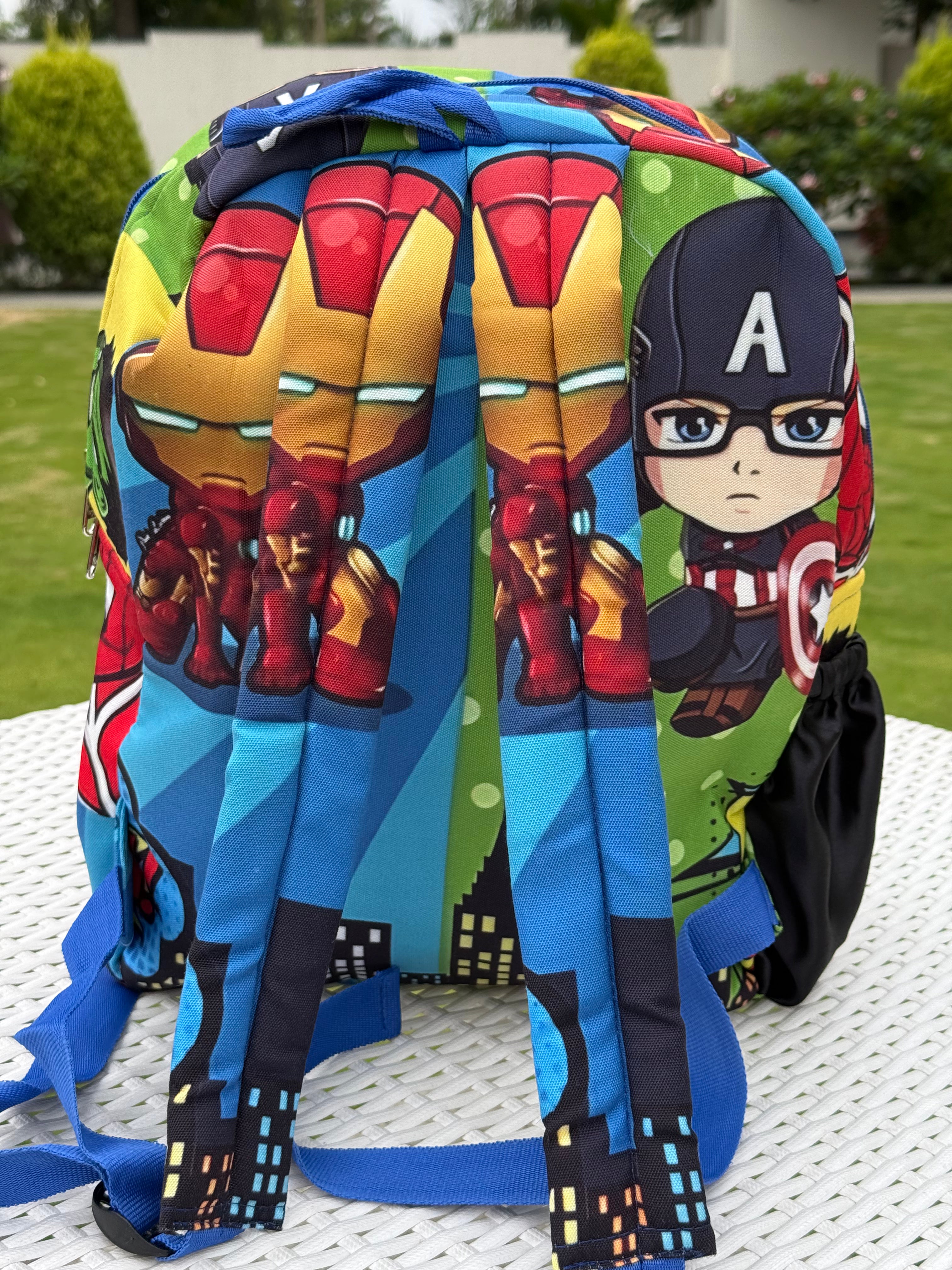 School Backpack with Pouch - Superheroes