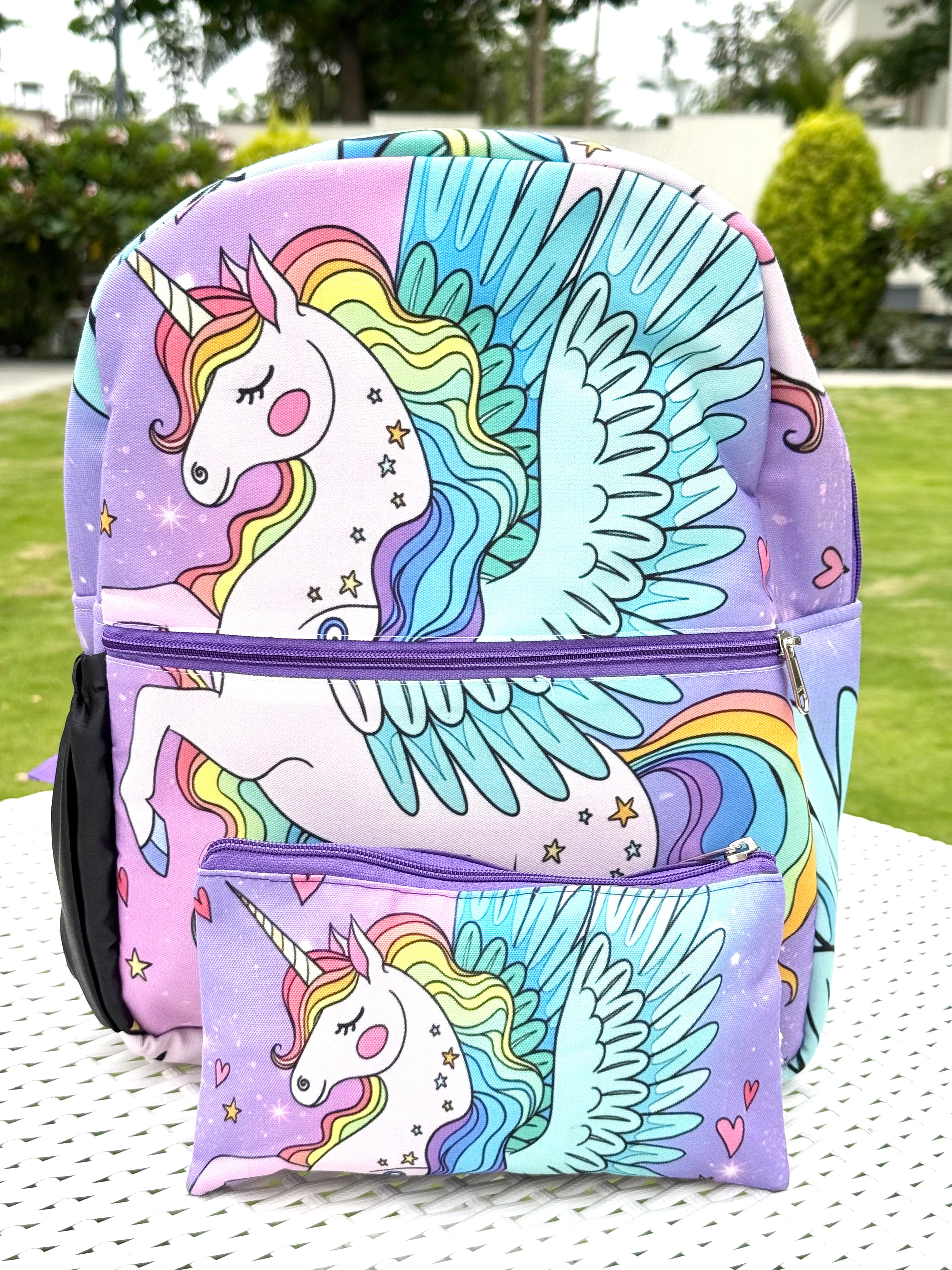School Backpack with Pouch - Unicorn Magic