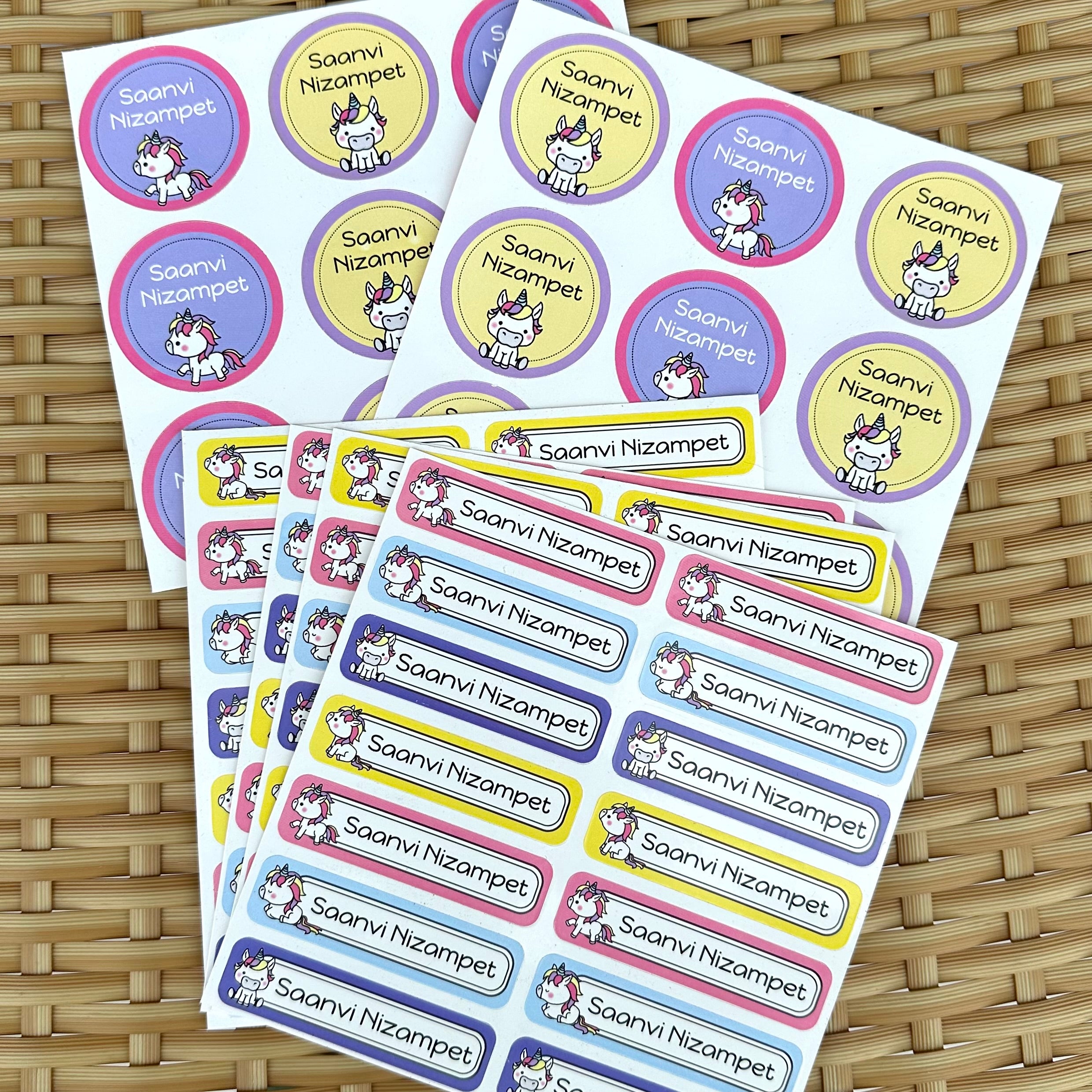 Back To School Label Set - Unicorn baby