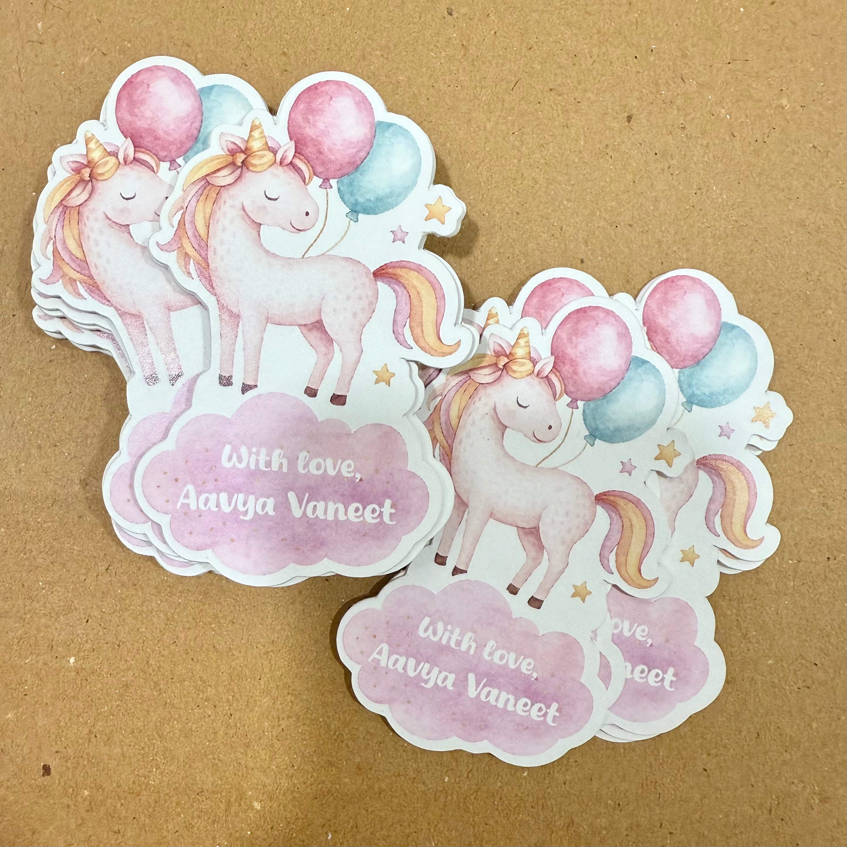 Gift Tag (Shape) - Unicorn with balloons