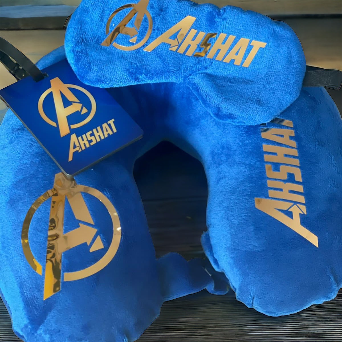 Neck Pillow Combo - Avengers logo golden