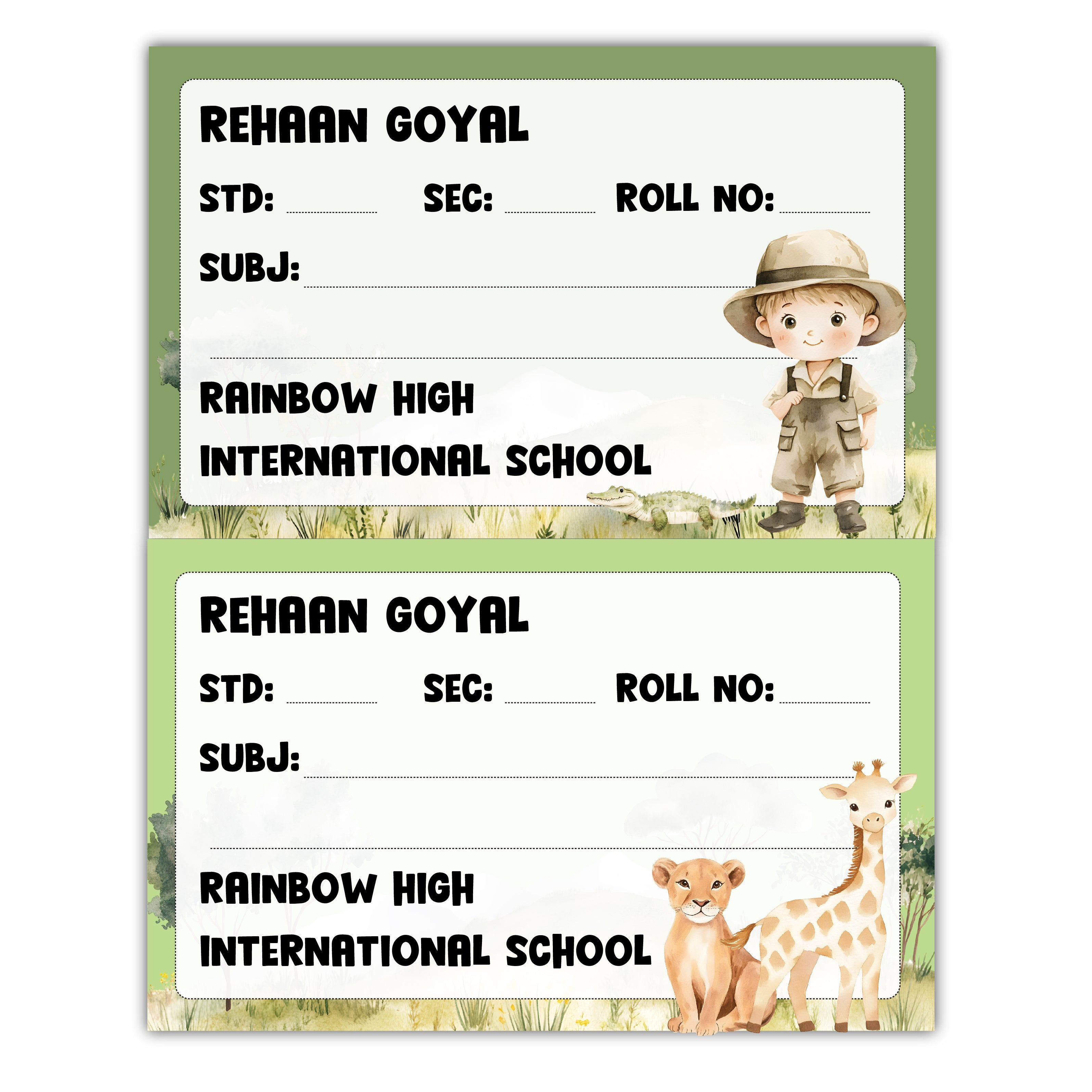 School Book Labels - African Safari (Boy)