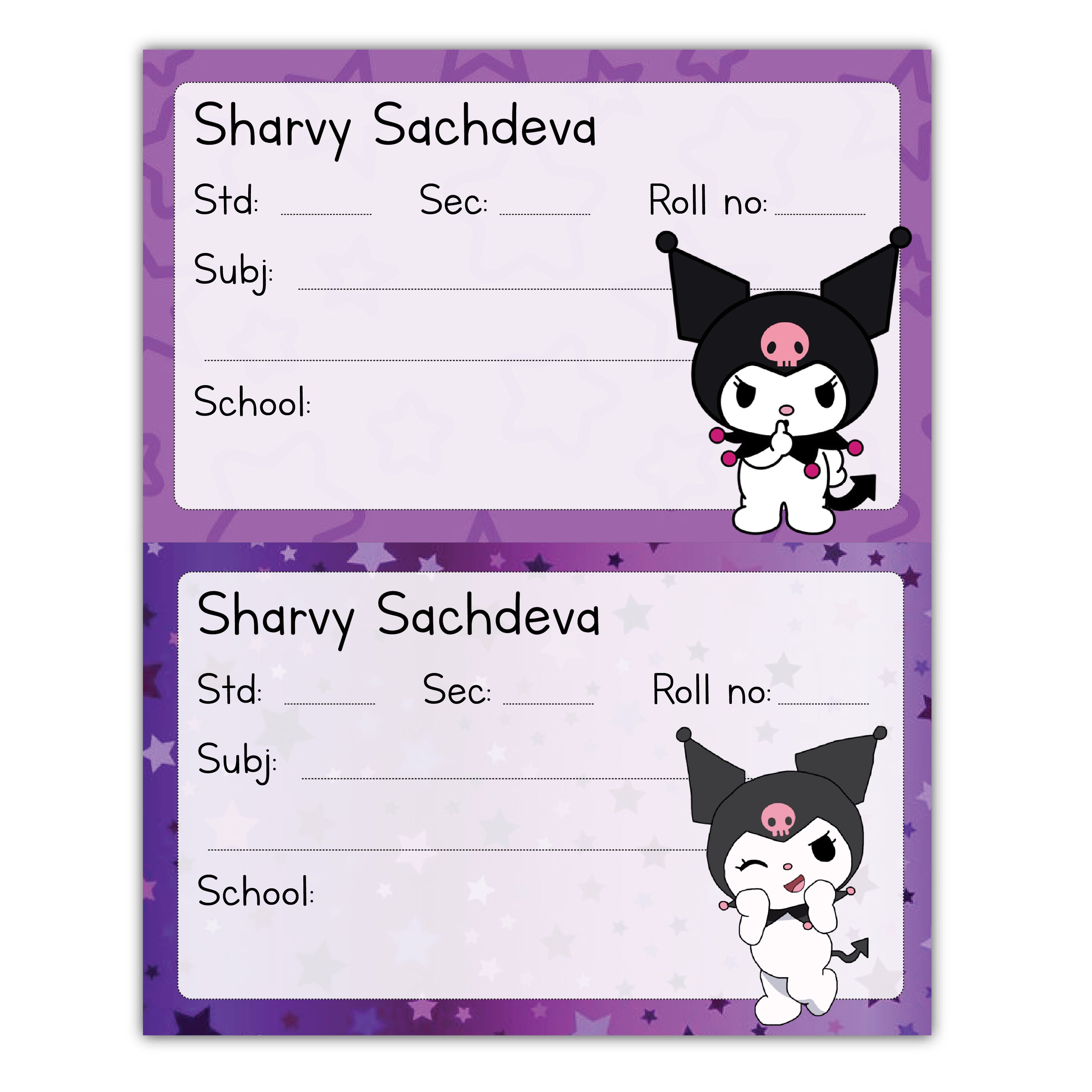 School Book Labels - Kuromi