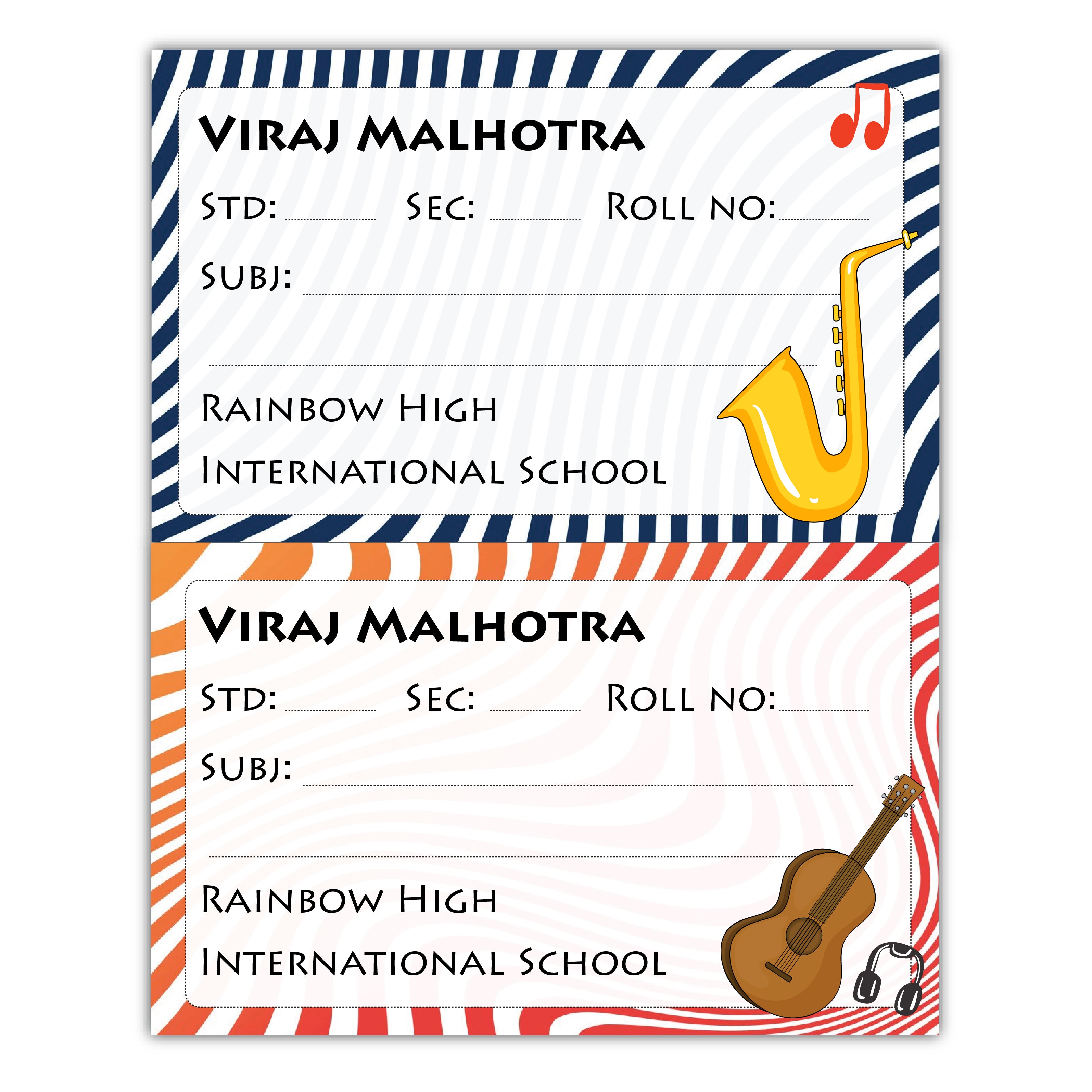 School Book Labels - Musical Instruments