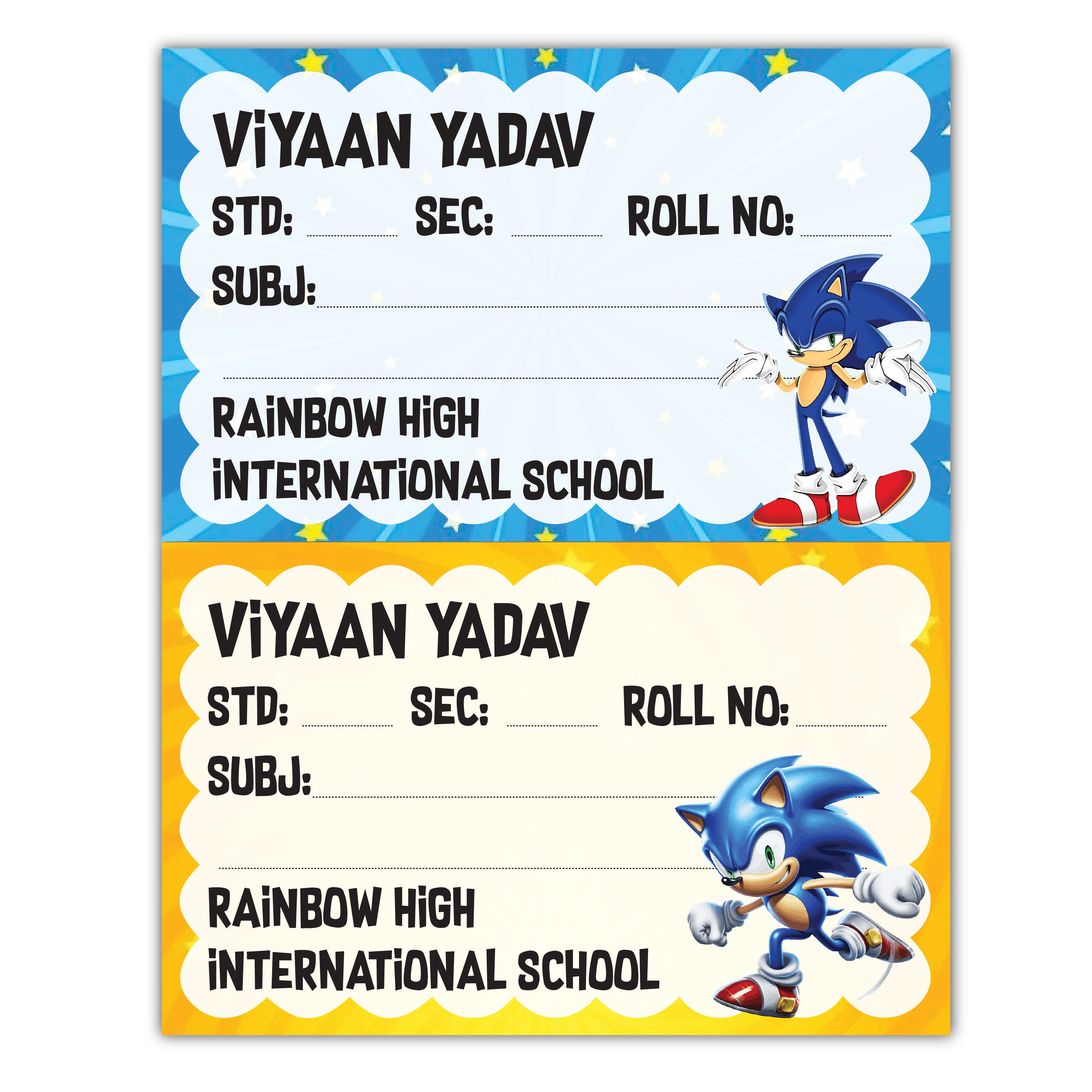 School Book Labels - Super Sonic
