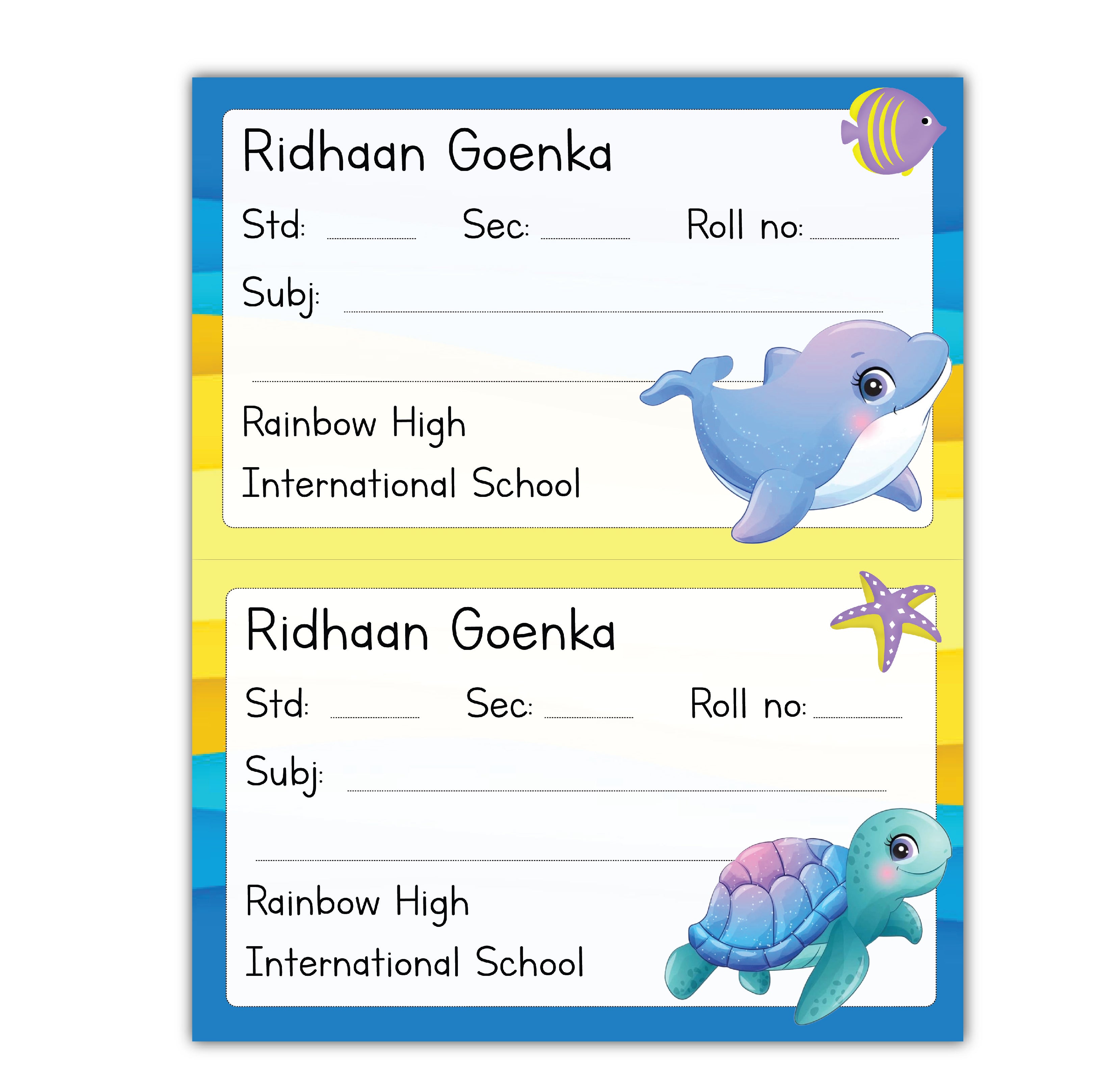 School Book Labels - Underwater