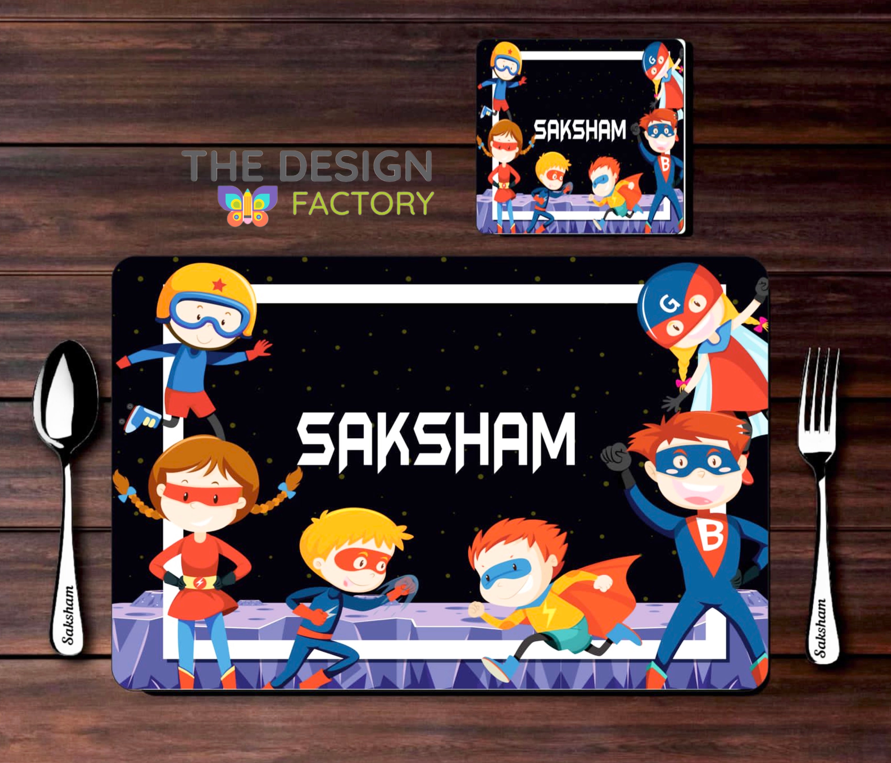 Table Mat Combo - Flying Superheroes