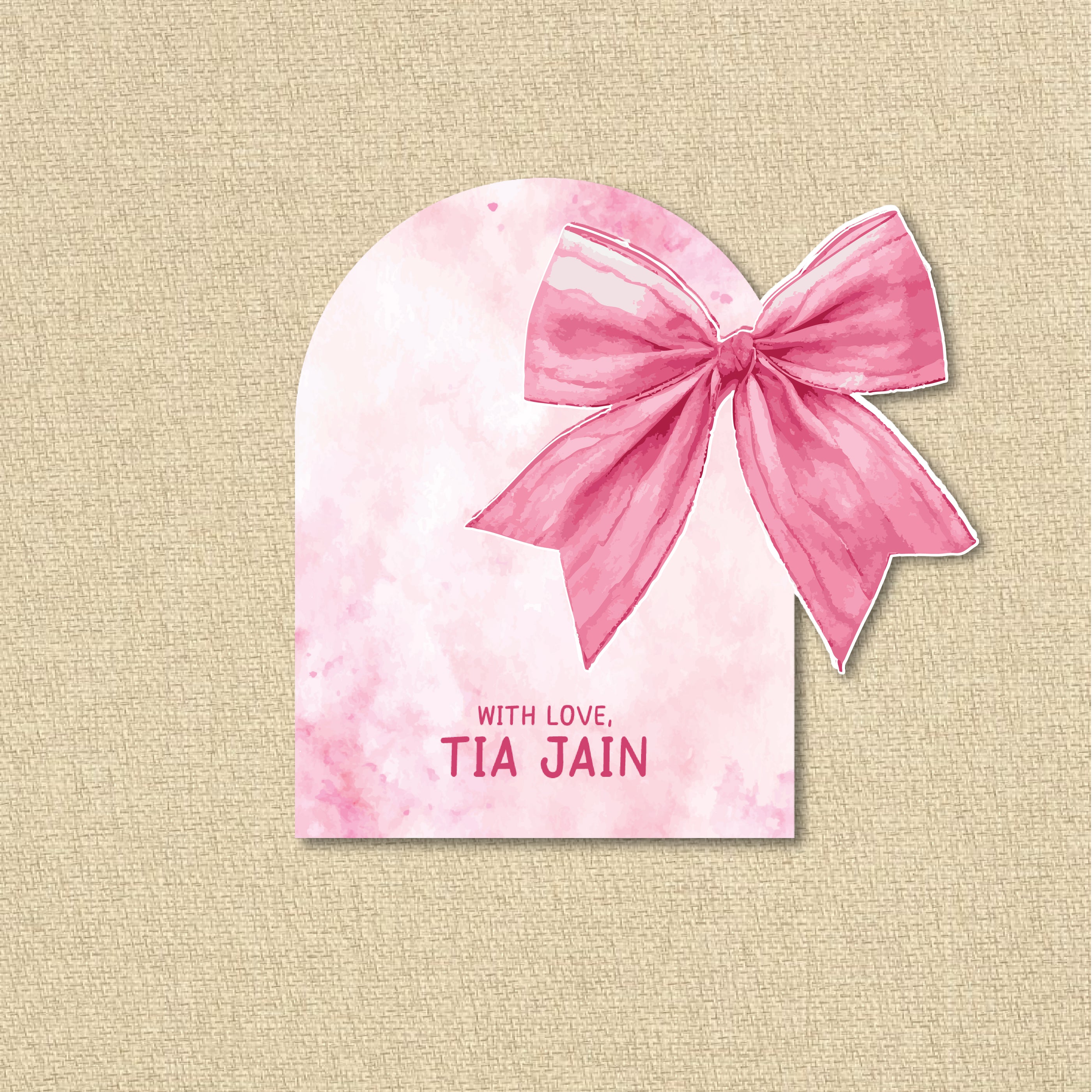 3D Gift Tag - Pink Bow