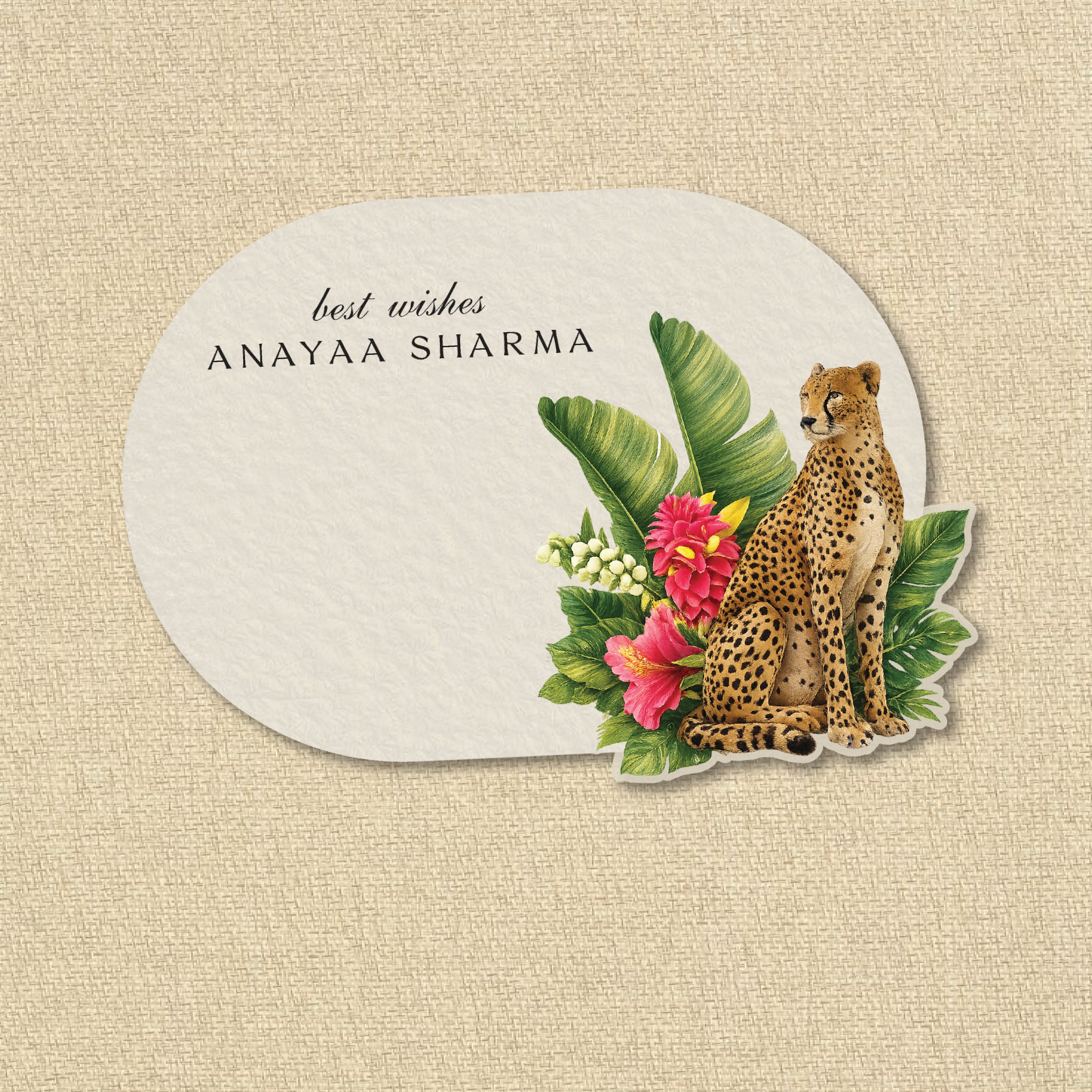 3D Gift Tag - Floral Cheetah