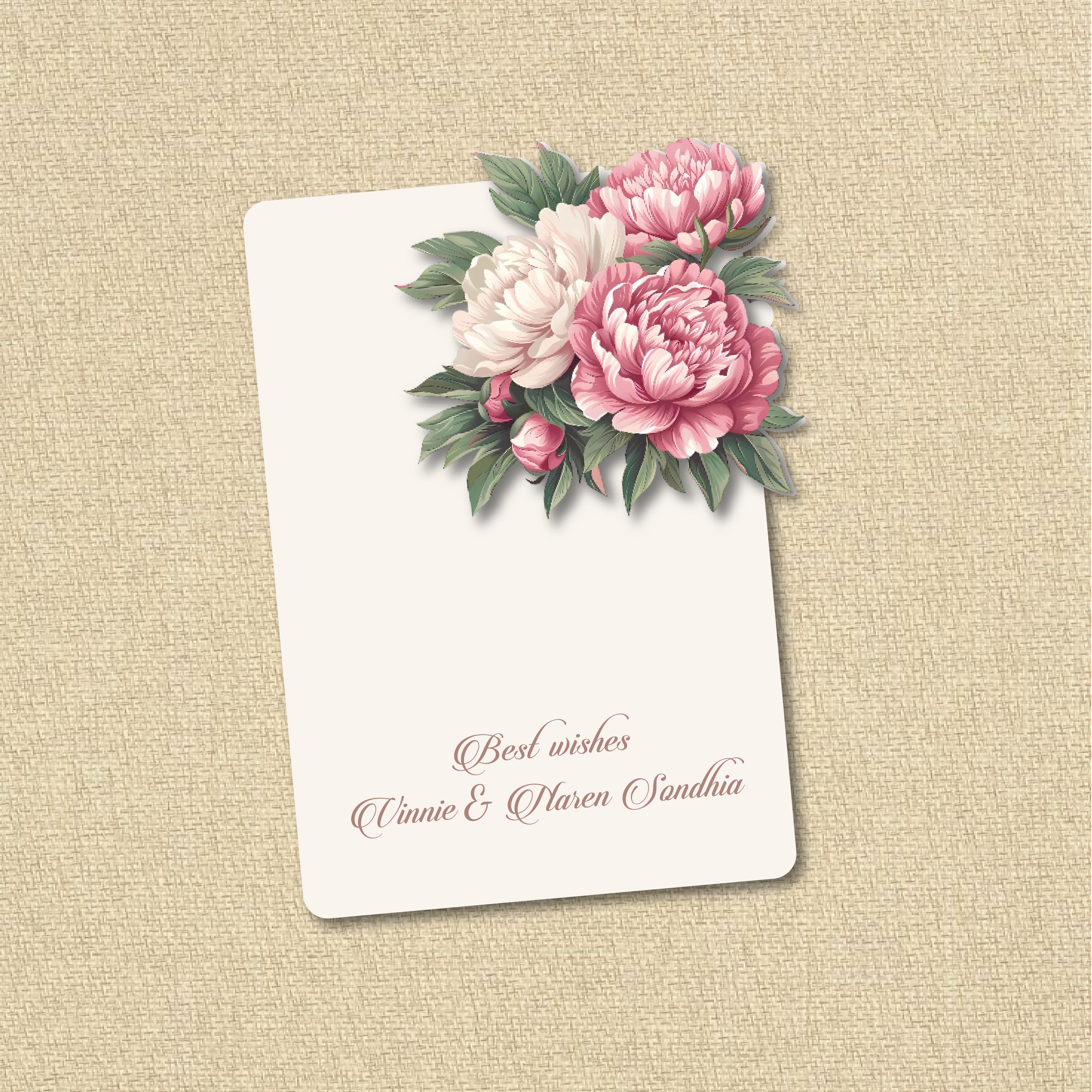 3D Gift Tag - Pink & White Floral Bunch