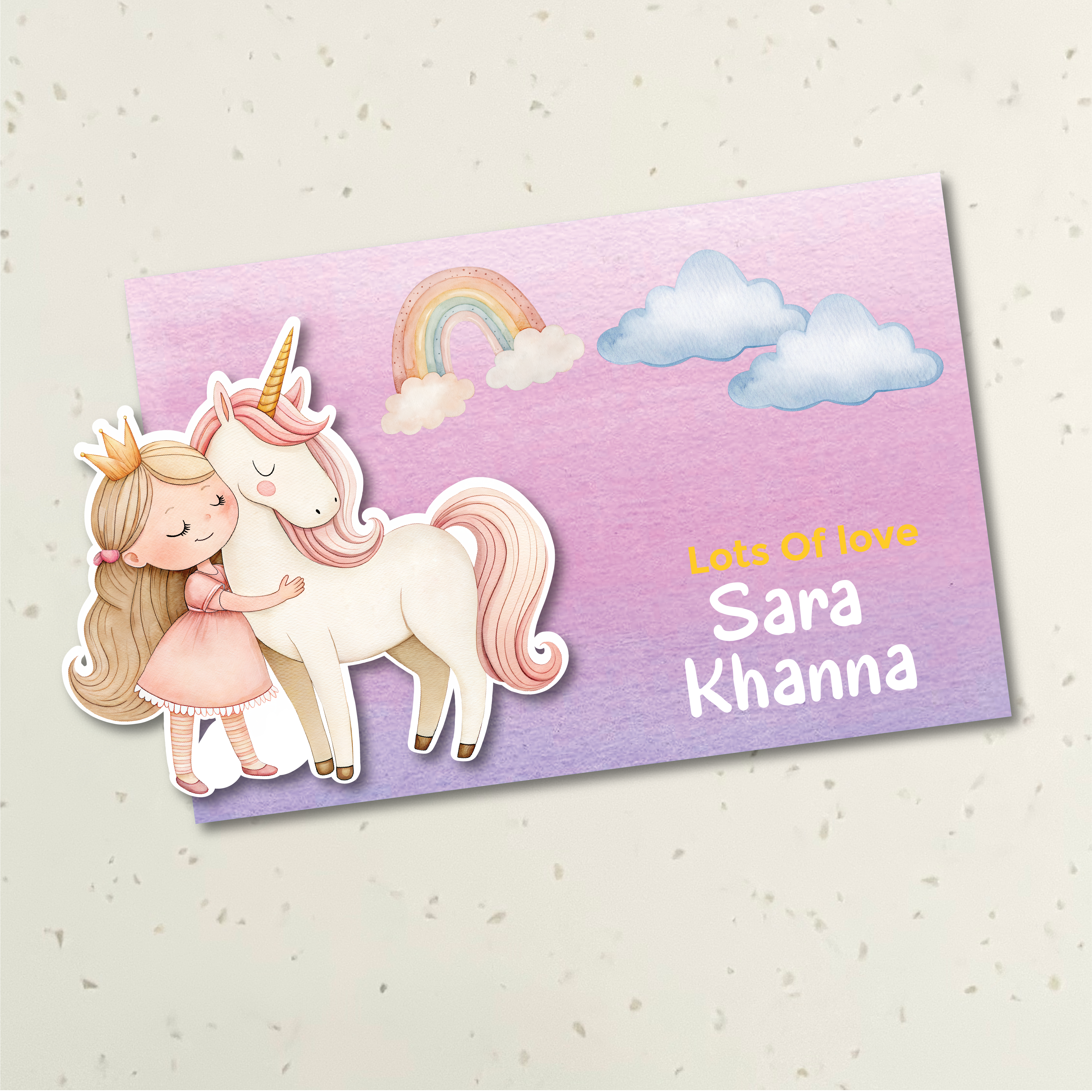 3D Gift Tag - Princess with Unicorn