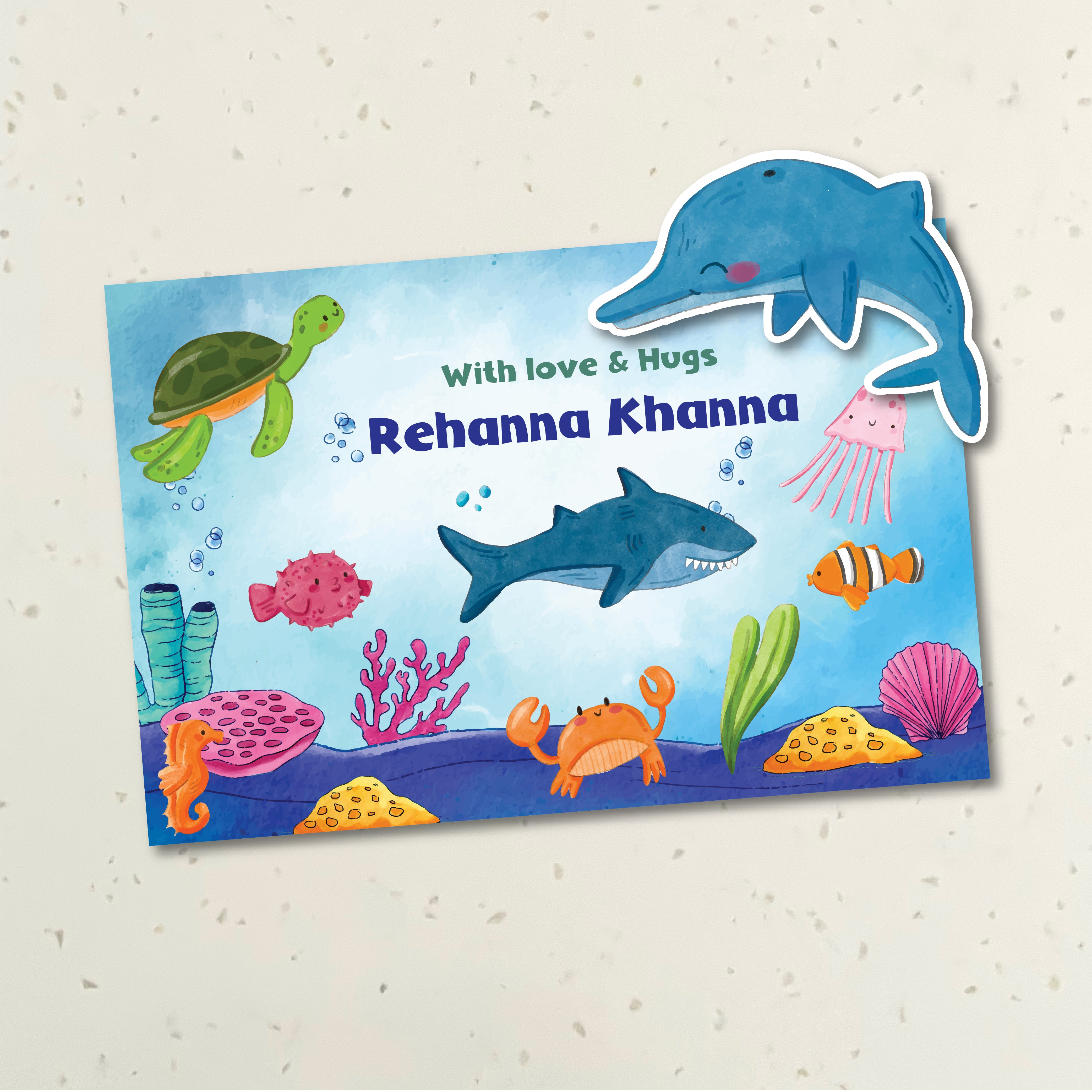 3D Gift Tag - Underwater with Dolphin