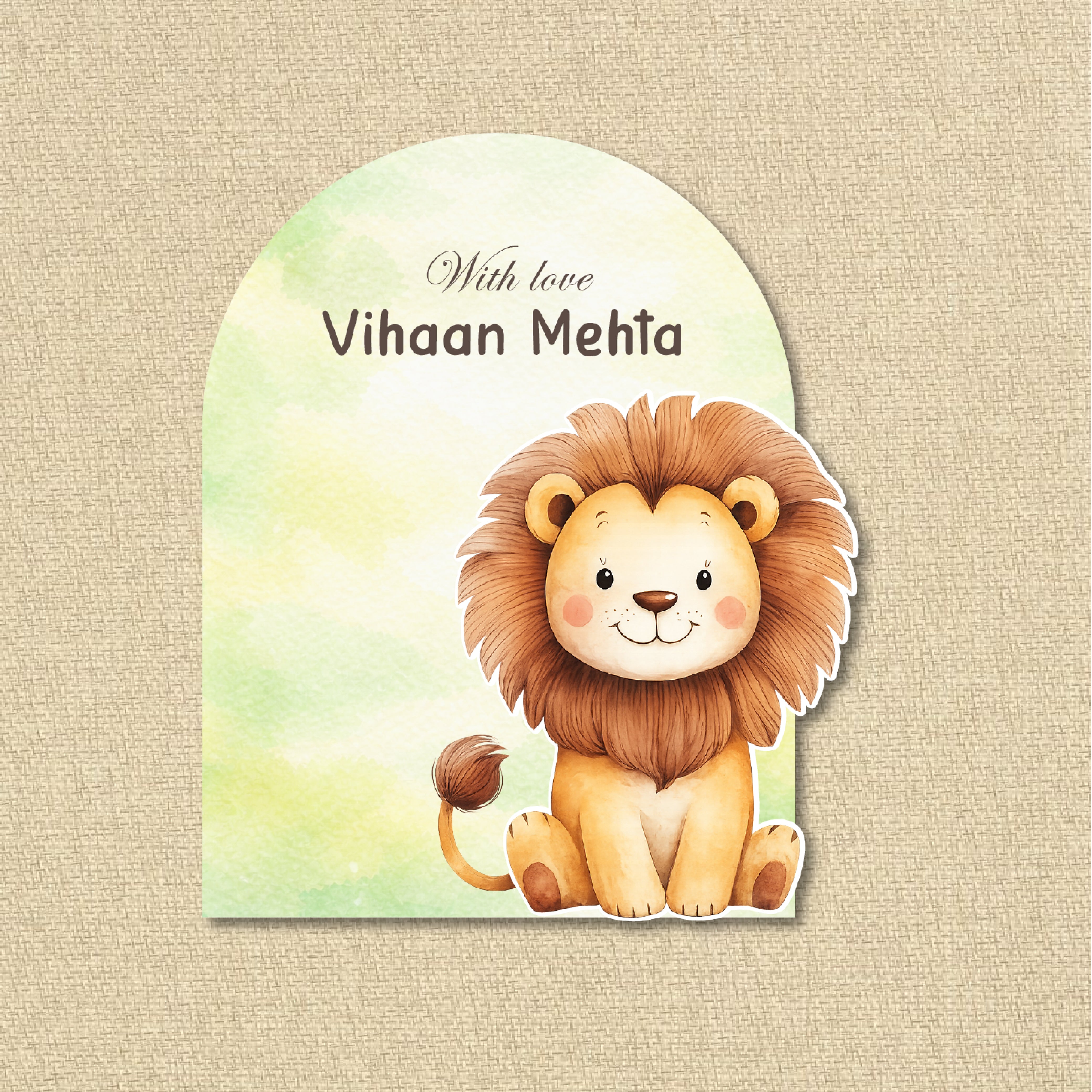 3D Gift Tag (Arch shape) - Lion