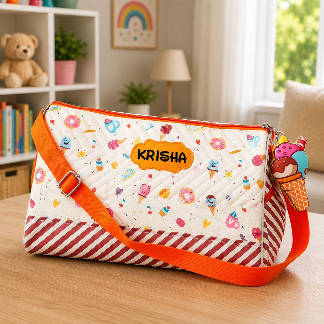 Duffle Bag With Toy Keychain - Ice cream