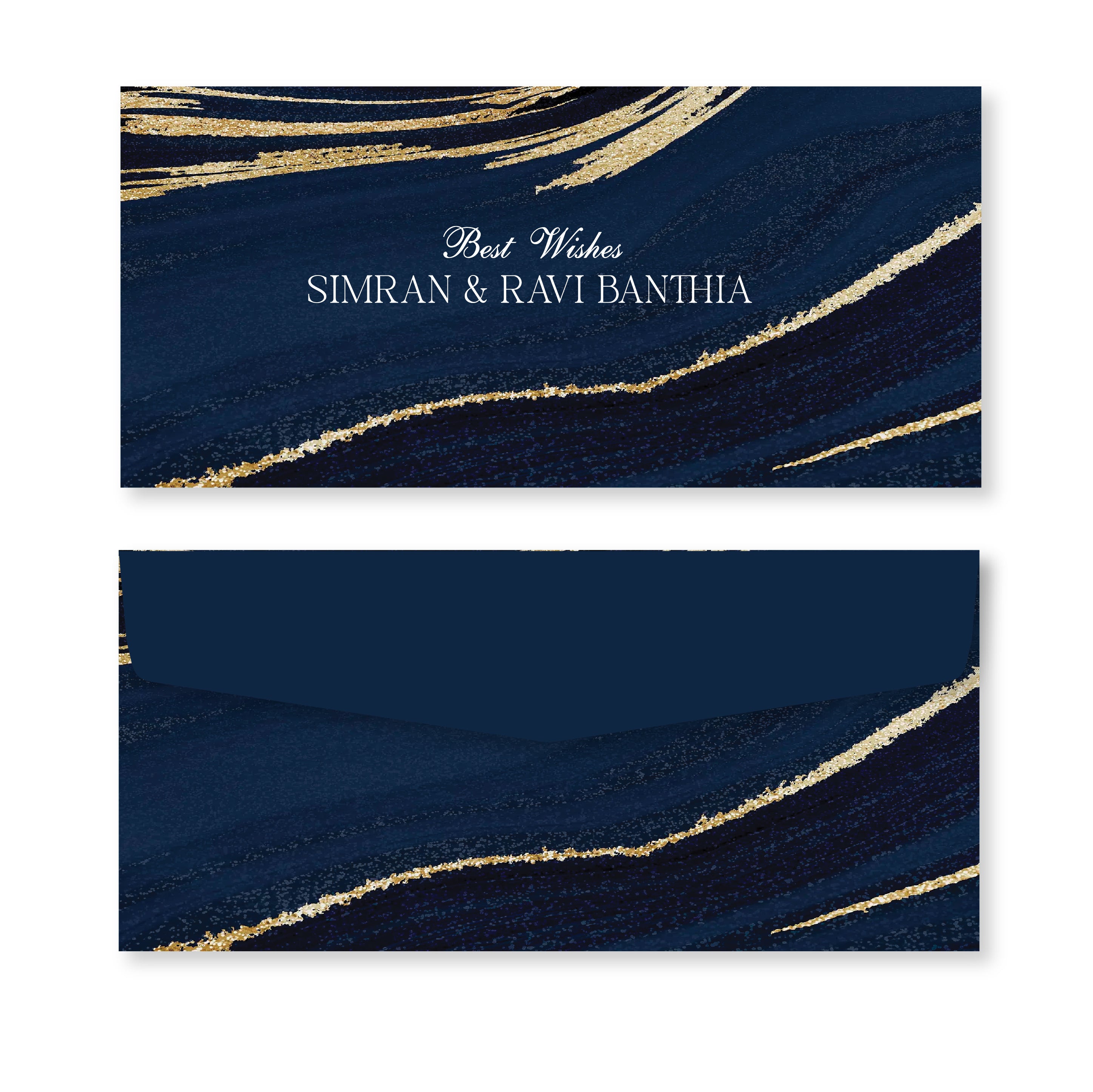 Money Envelope (Adult) - Blue Gold Marble