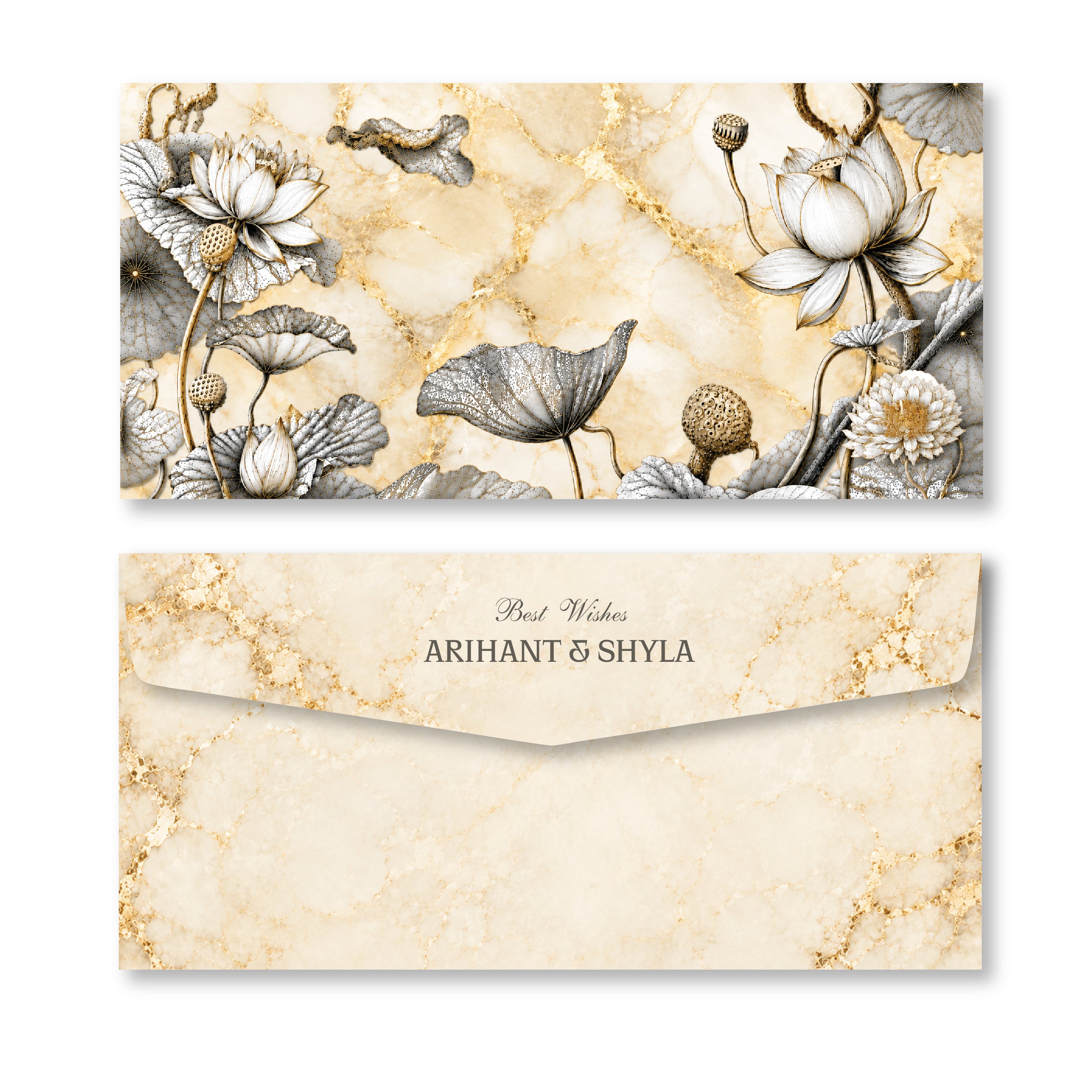 Money Envelope (Adult) - Chrome Marble Lotus