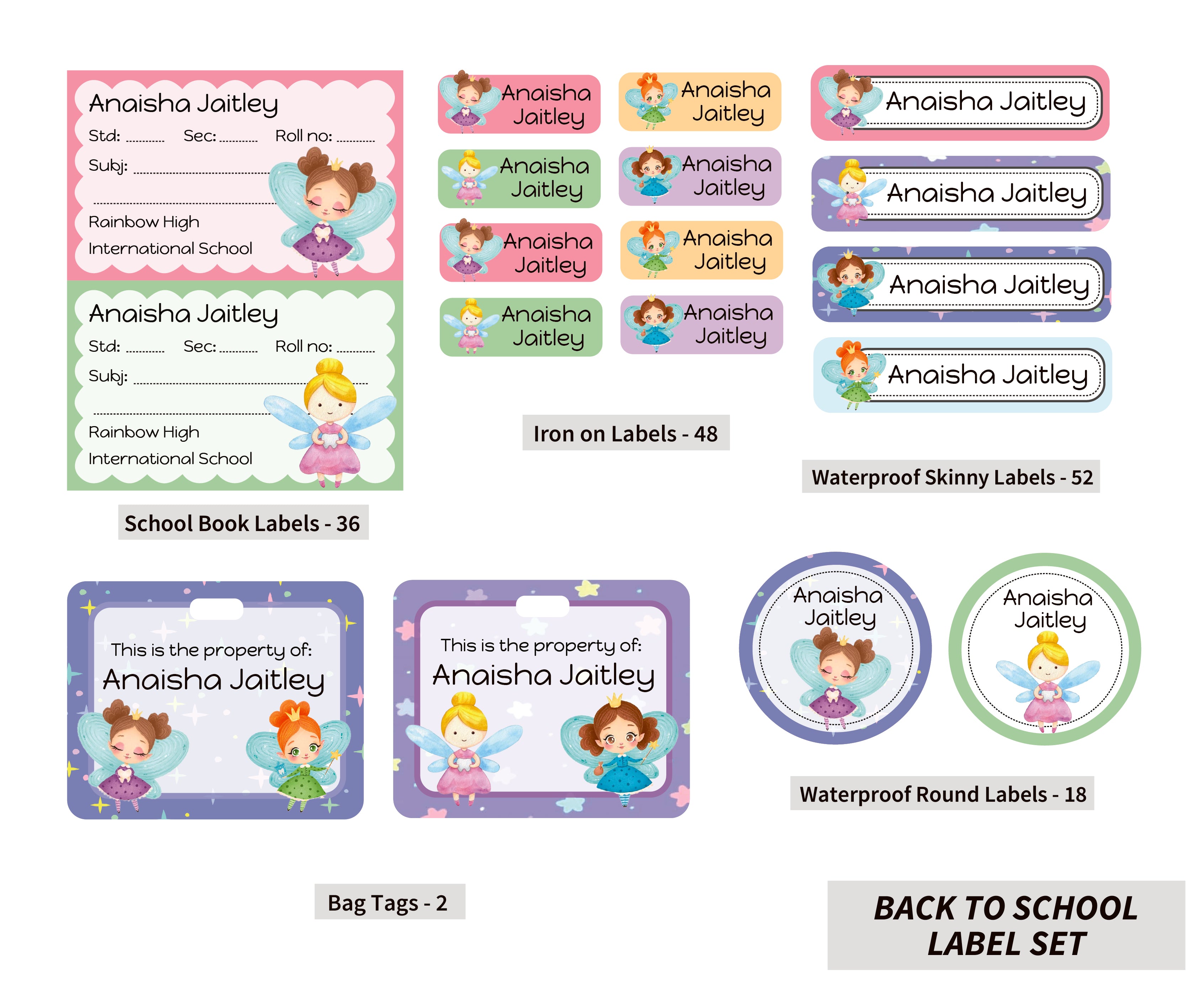 Back To School Label Set - Fairies โ thedesignfactoryshop