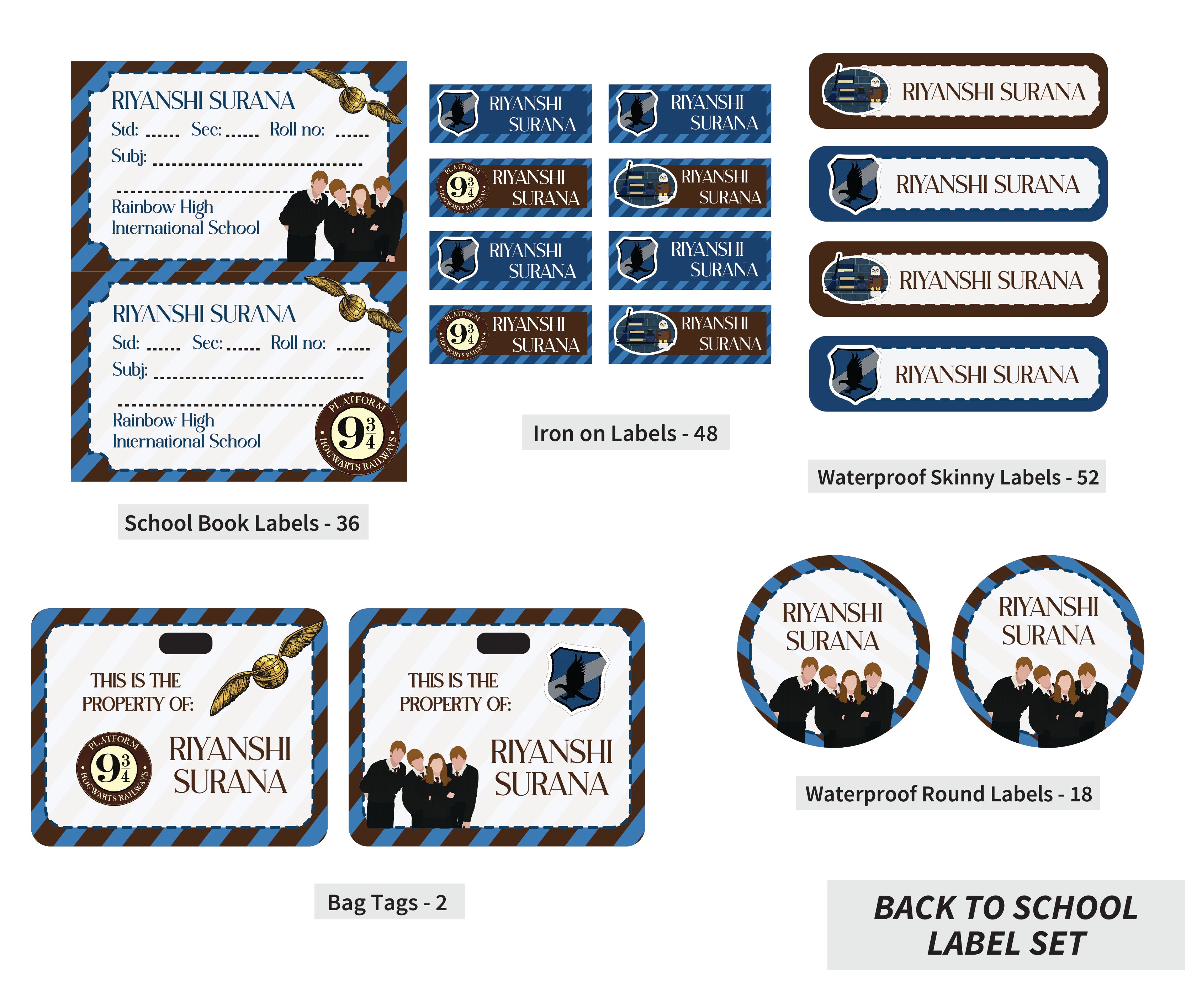 Back To School Label Set - Harry Potter & Friends