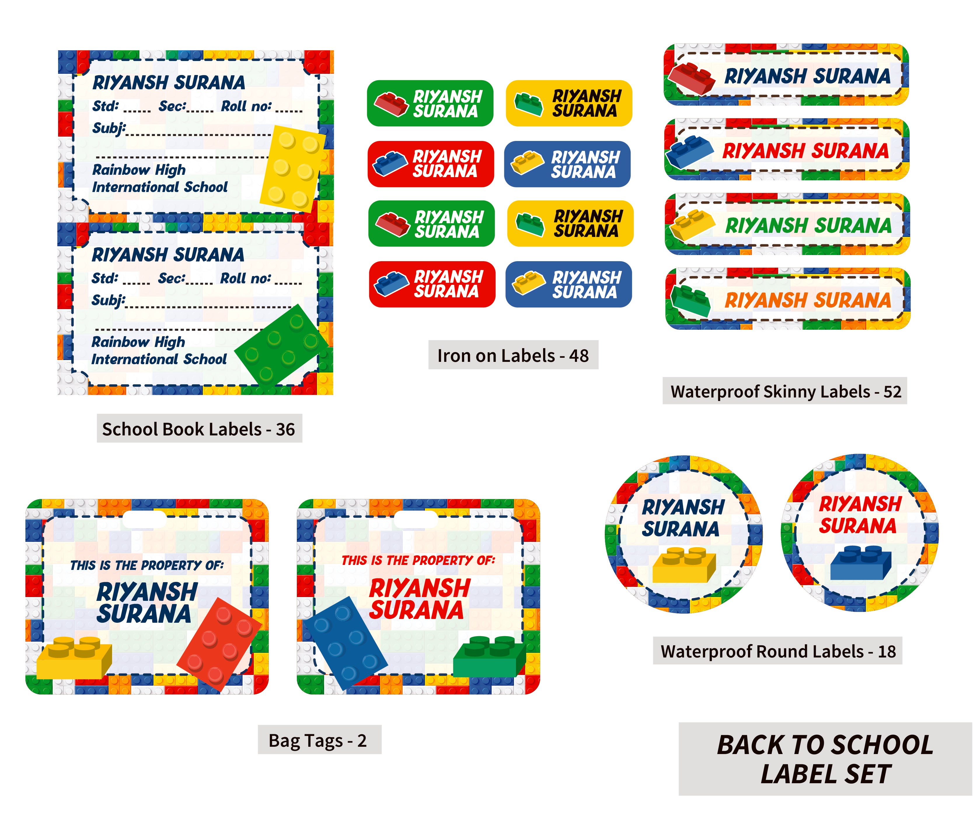 Back To School Label Set - Lego (Blue)