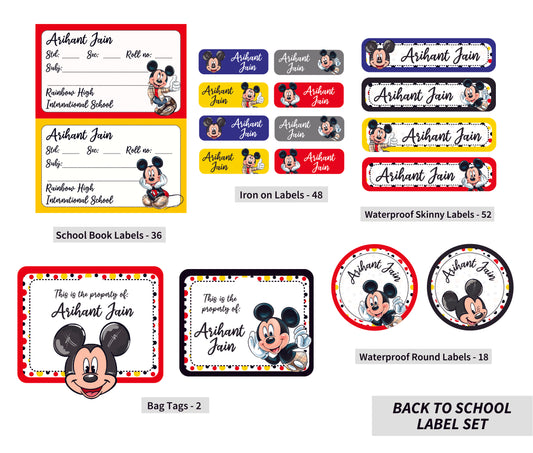 Back To School Label Set - Mickey Mouse