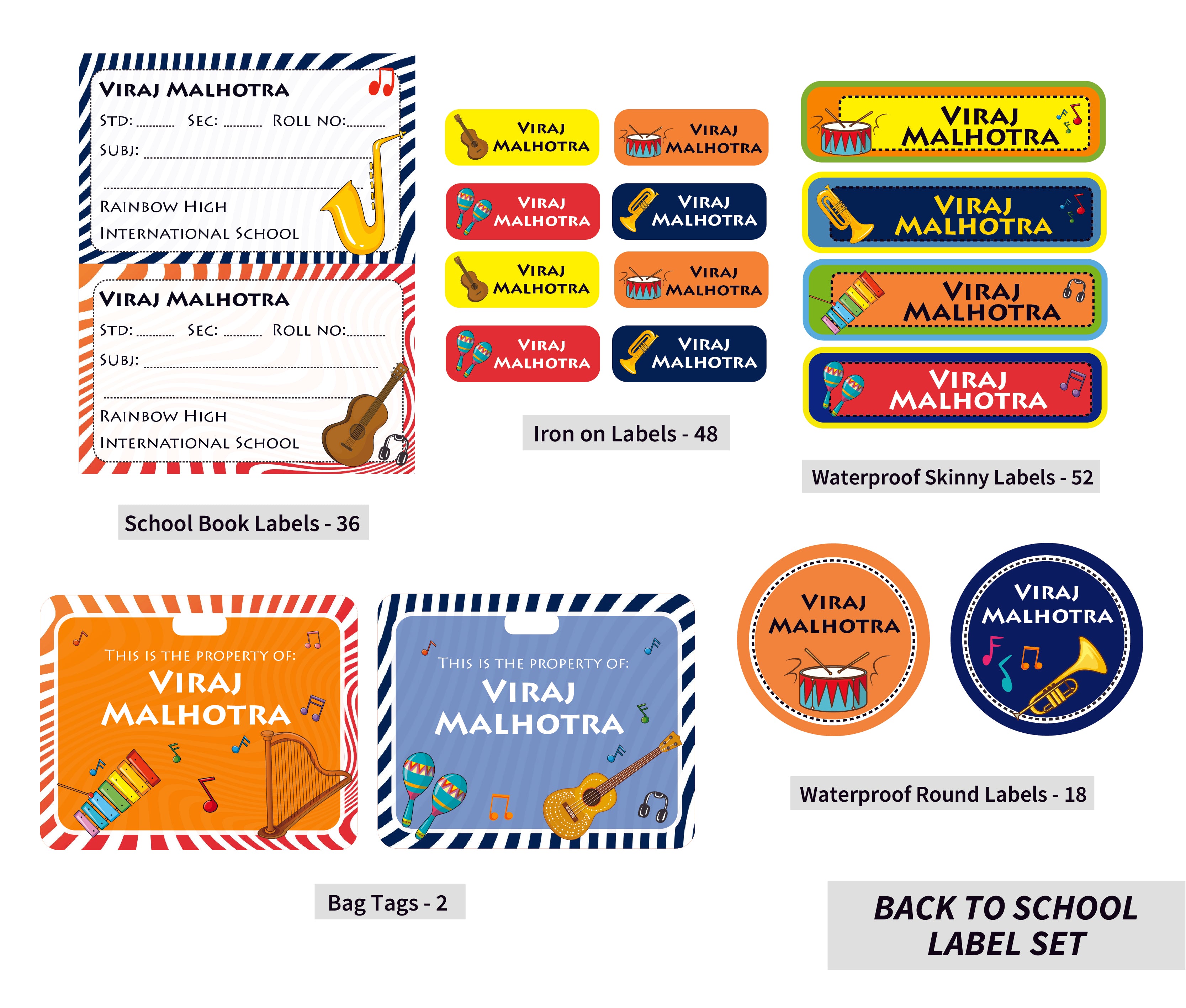 Back To School Label Set - Musical Instruments