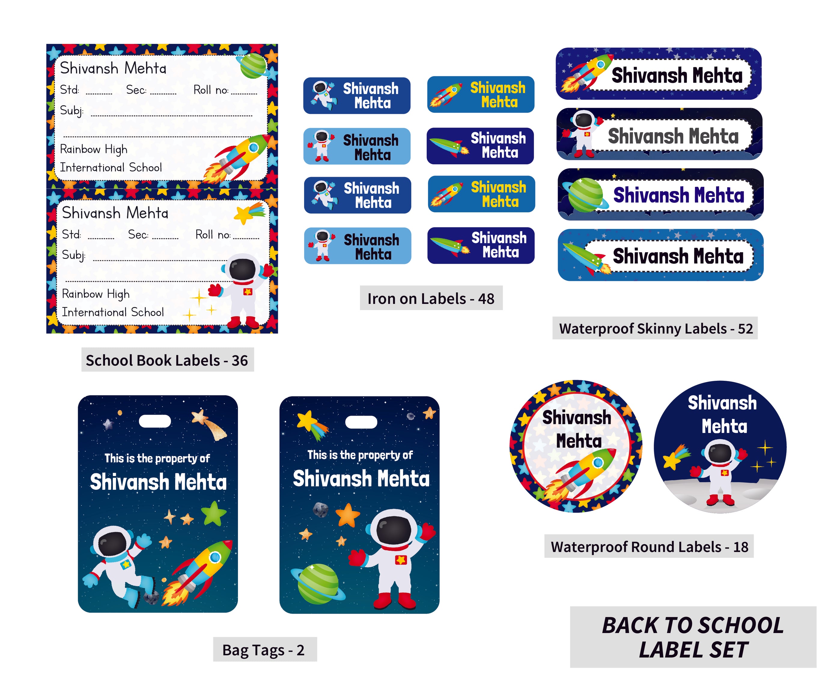 Back To School Label Set - Space