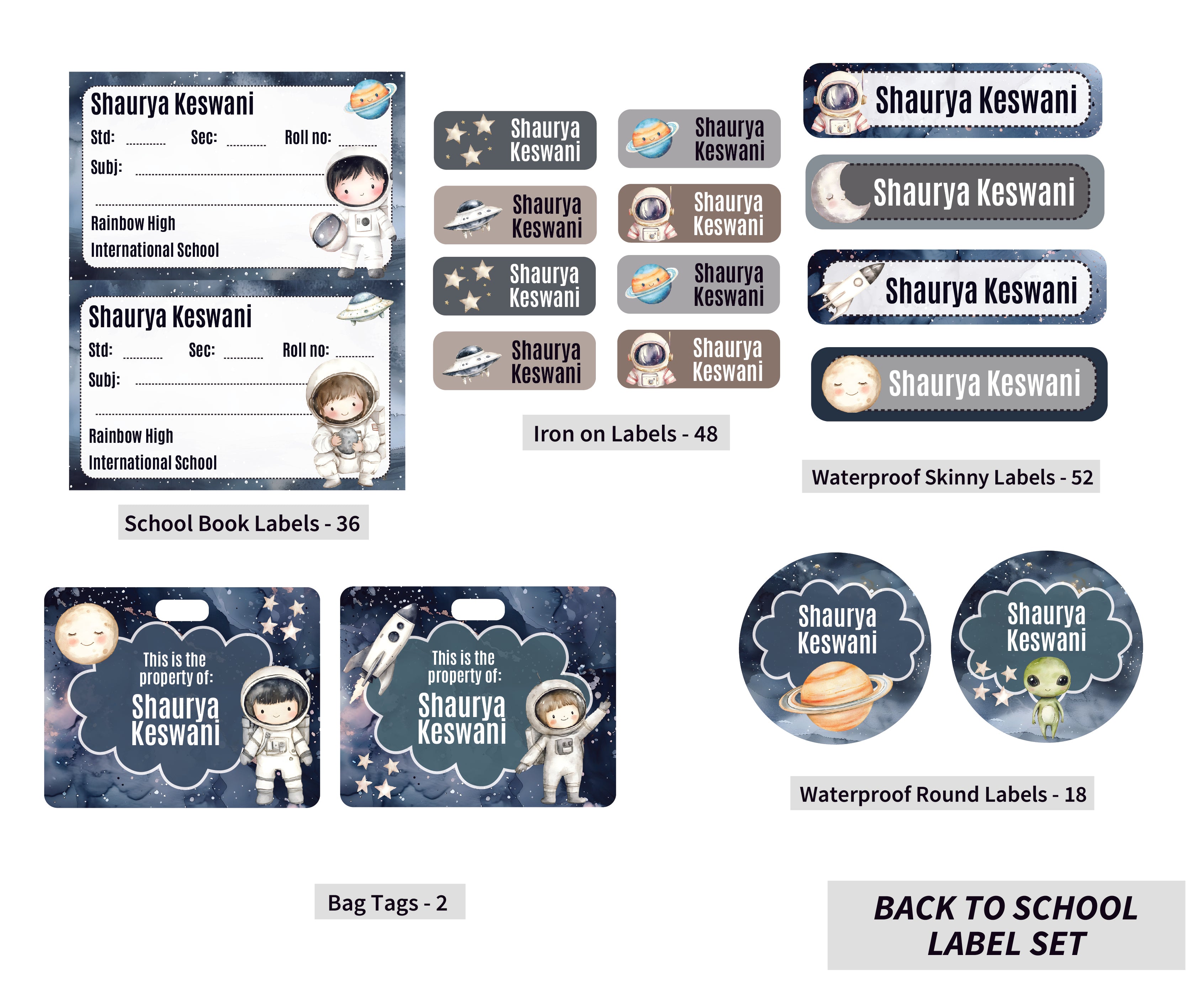 Back To School Label Set - Space Travel