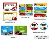 Back To School Label Set - Speedy Cars