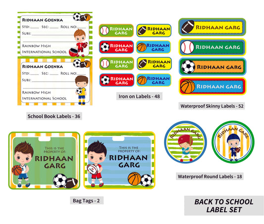 Back To School Label Set - Sports boys