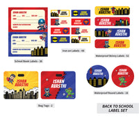 Back To School Label Set - Superhero Mania