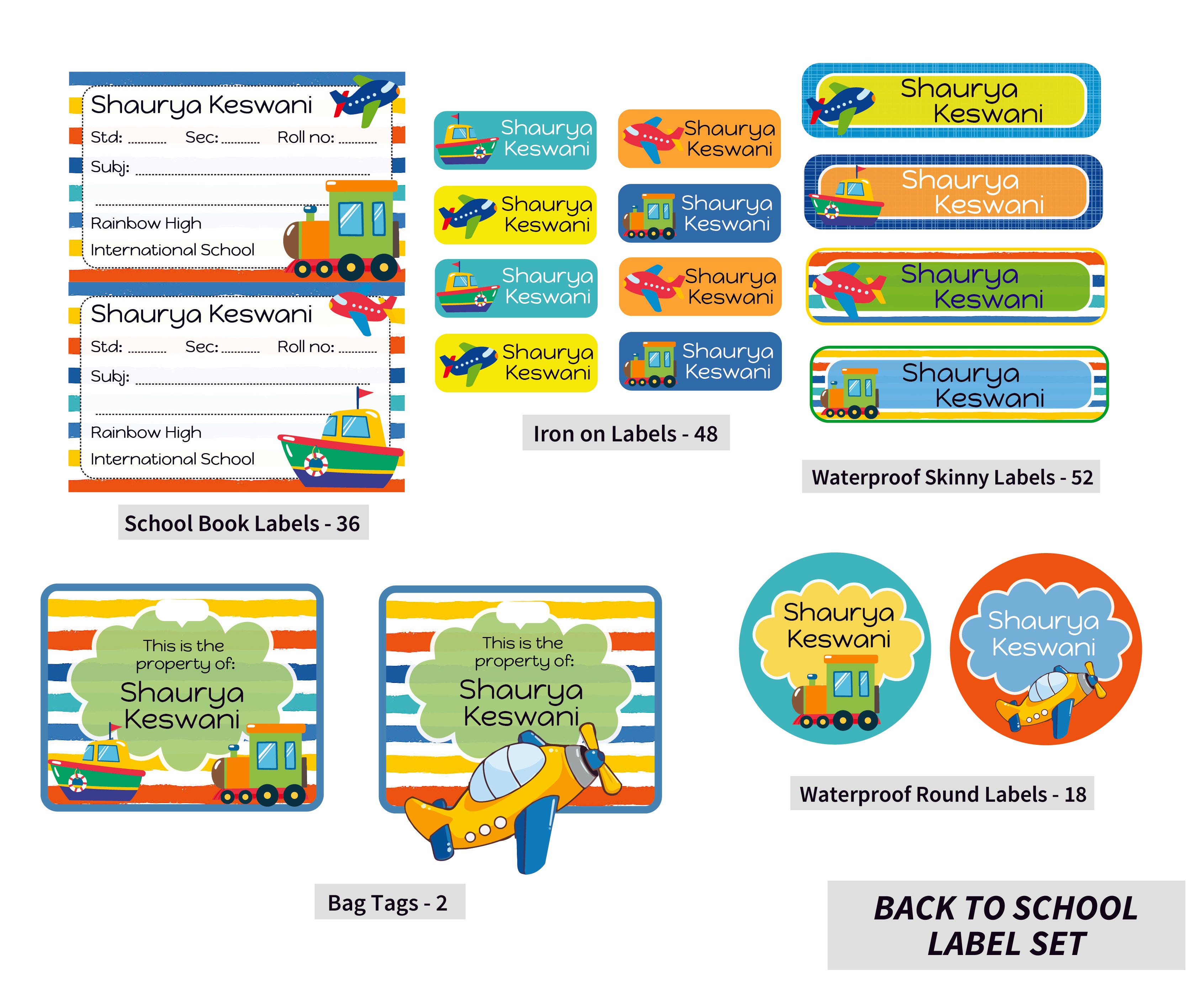 Back To School Label Set - Transport