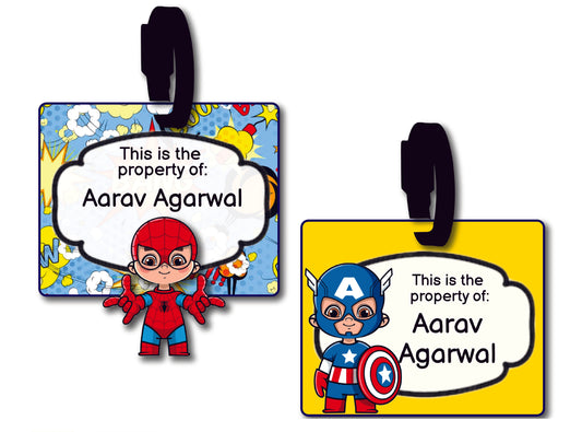 Bag Tag - Baby Superheroes (Spiderman & Captain America)