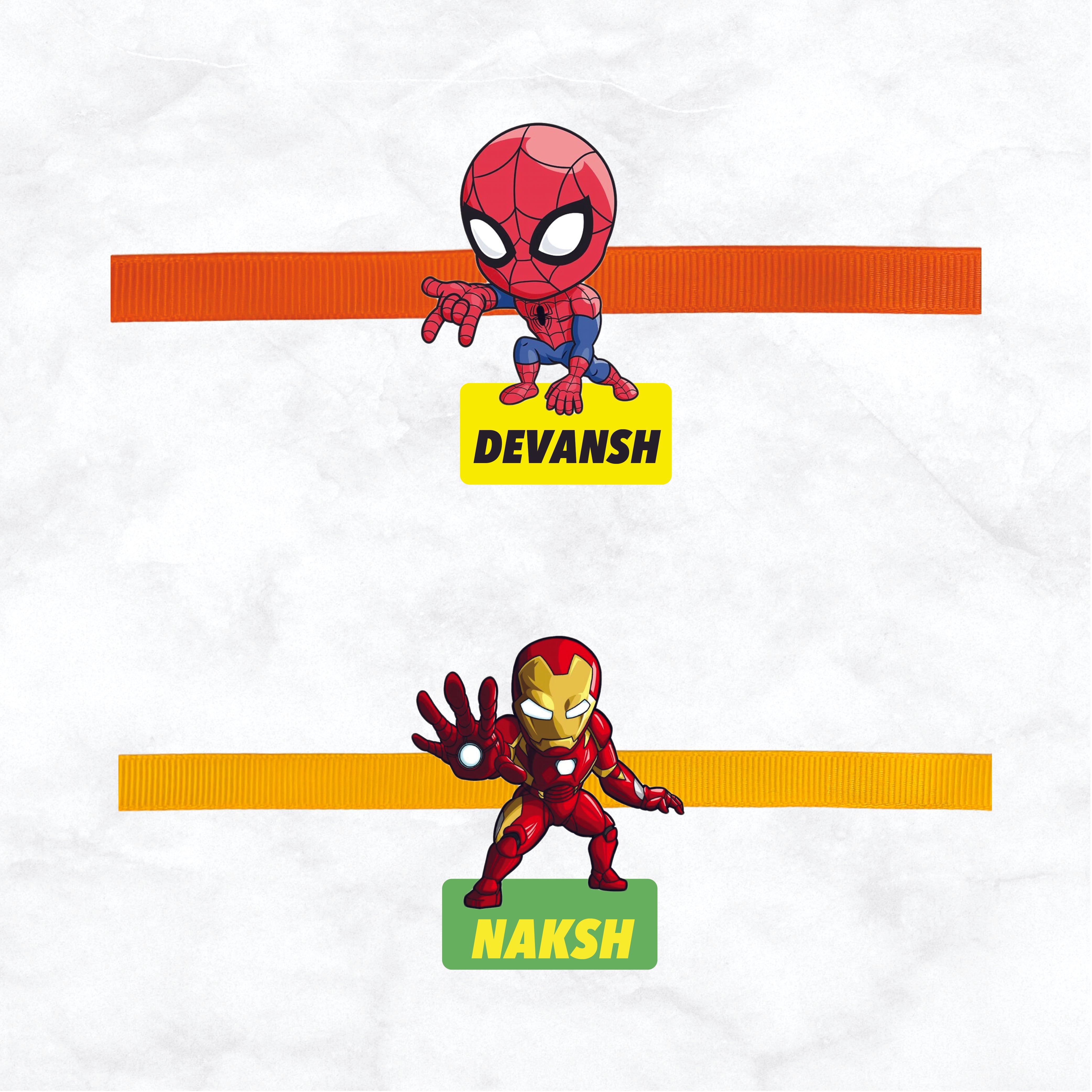 Character Rakhi (Set of 2 pcs) - Spiderman & Ironman