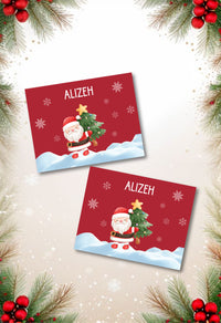 Christmas Gift Tag - Christmas Santa with Xmas tree