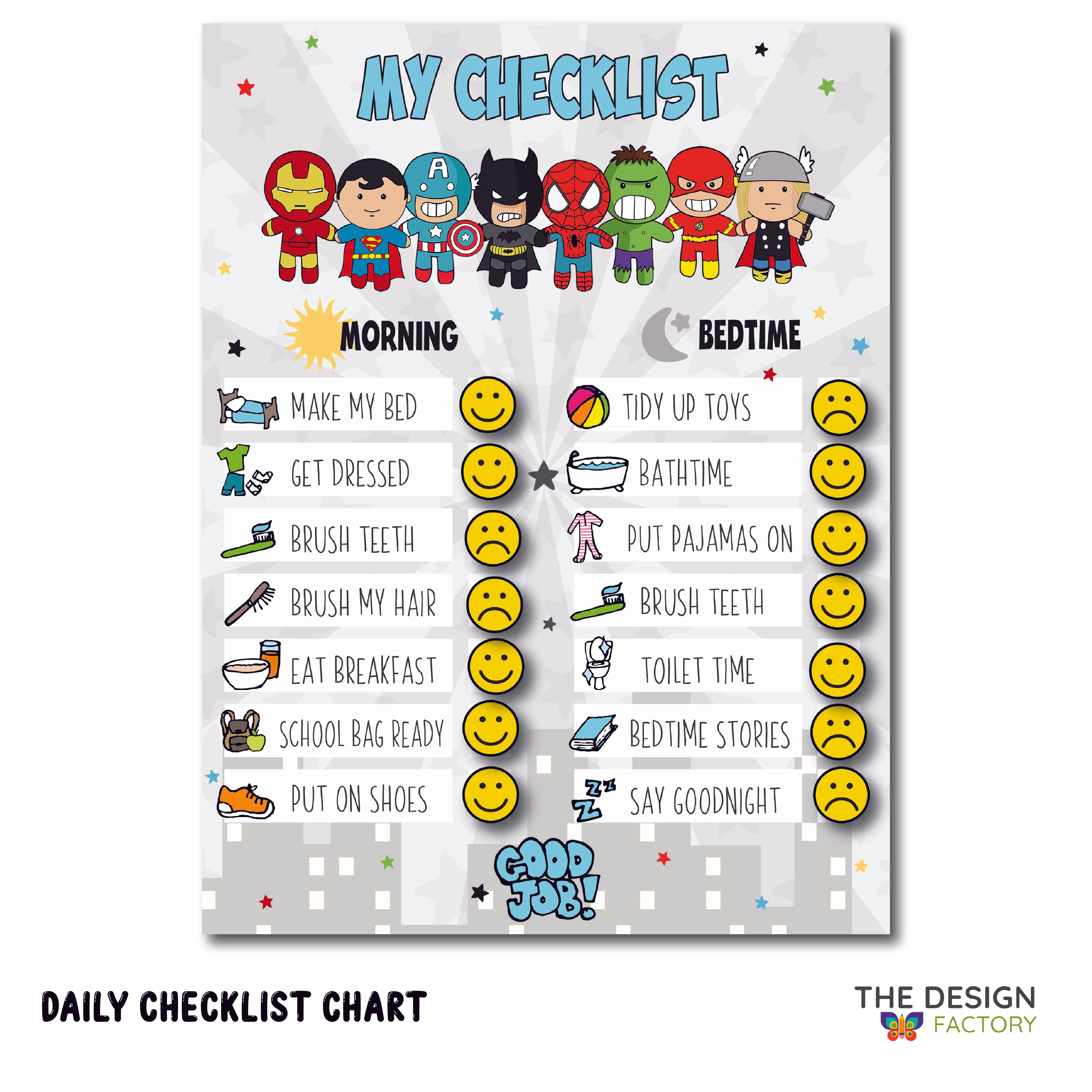 Daily checklist chart - Superheroes