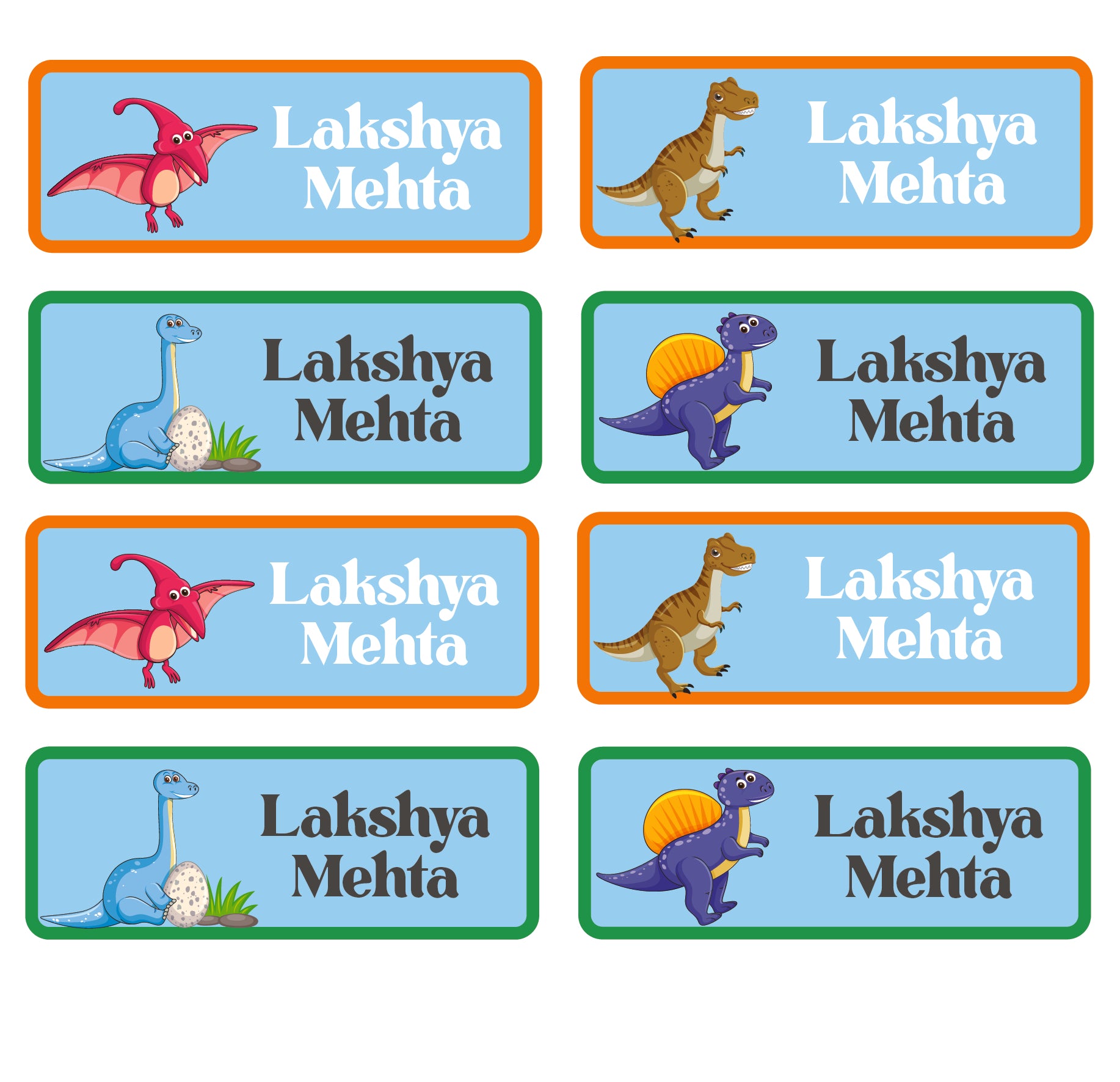 Rectangular Labels - Dino Land