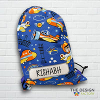 Drawstring Backpack - Jet plane