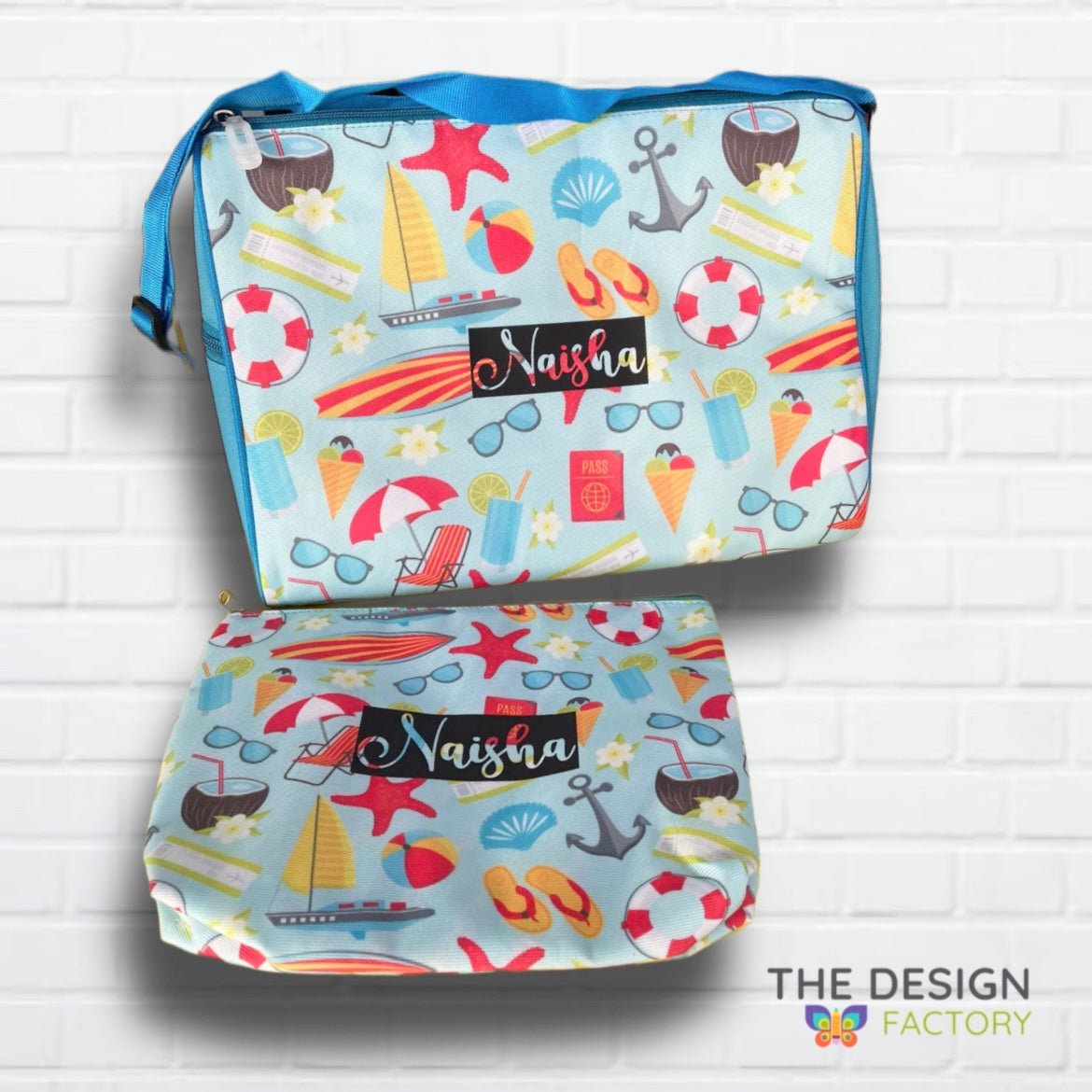 Duffle Bag With Pouch - Nautical pattern