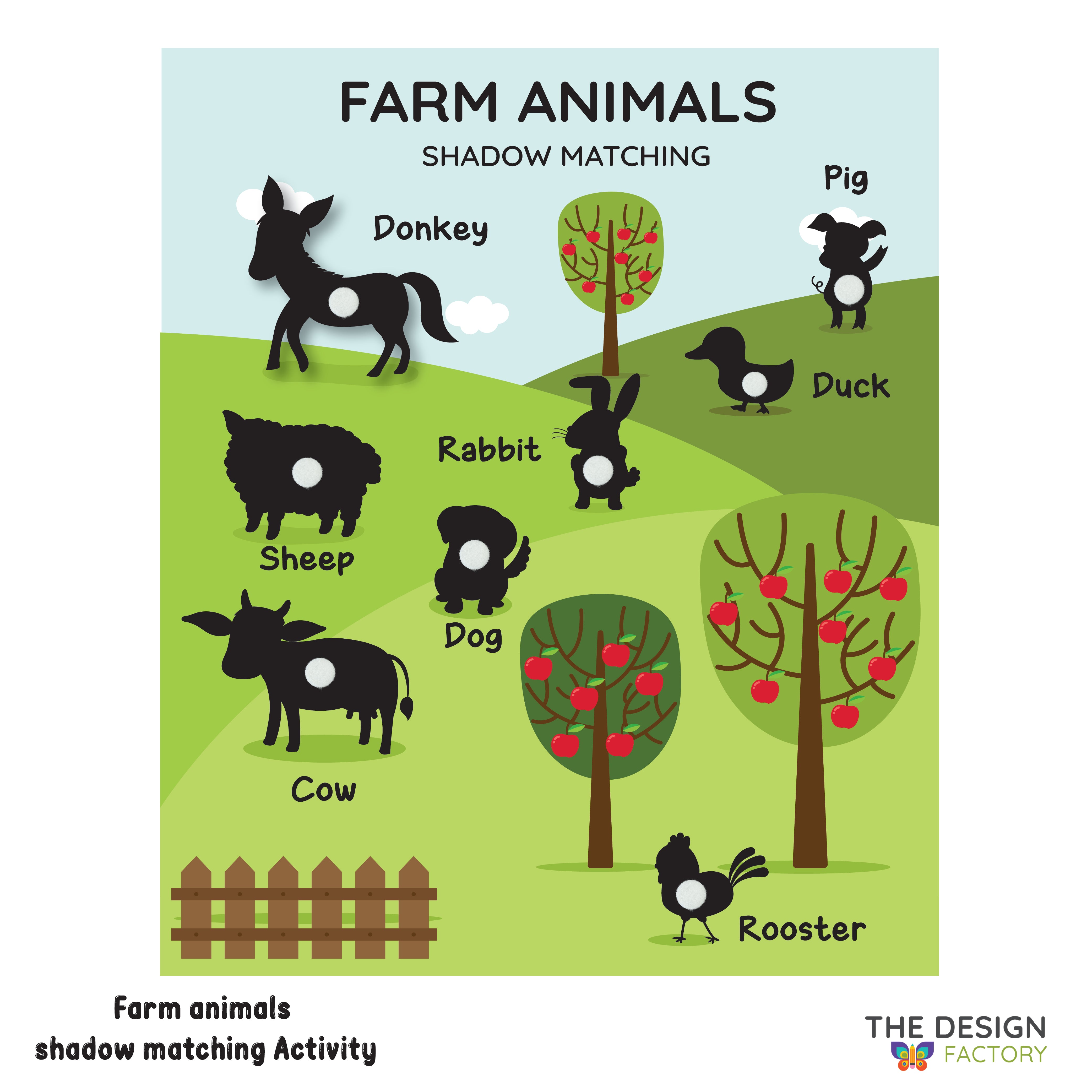 Farm Animals Shadow Matching Activity