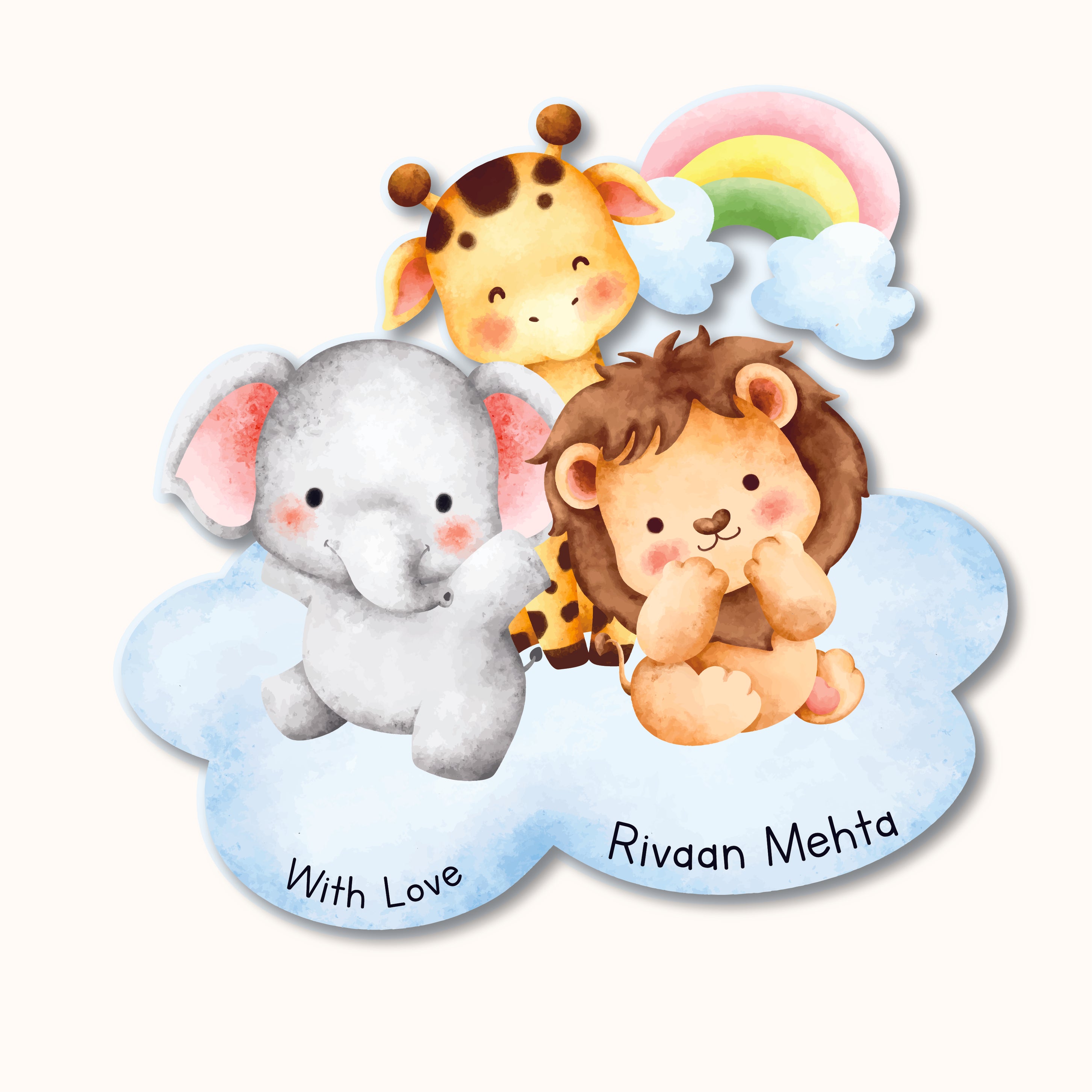 Gift Tag (Shape) - Animals in cloud
