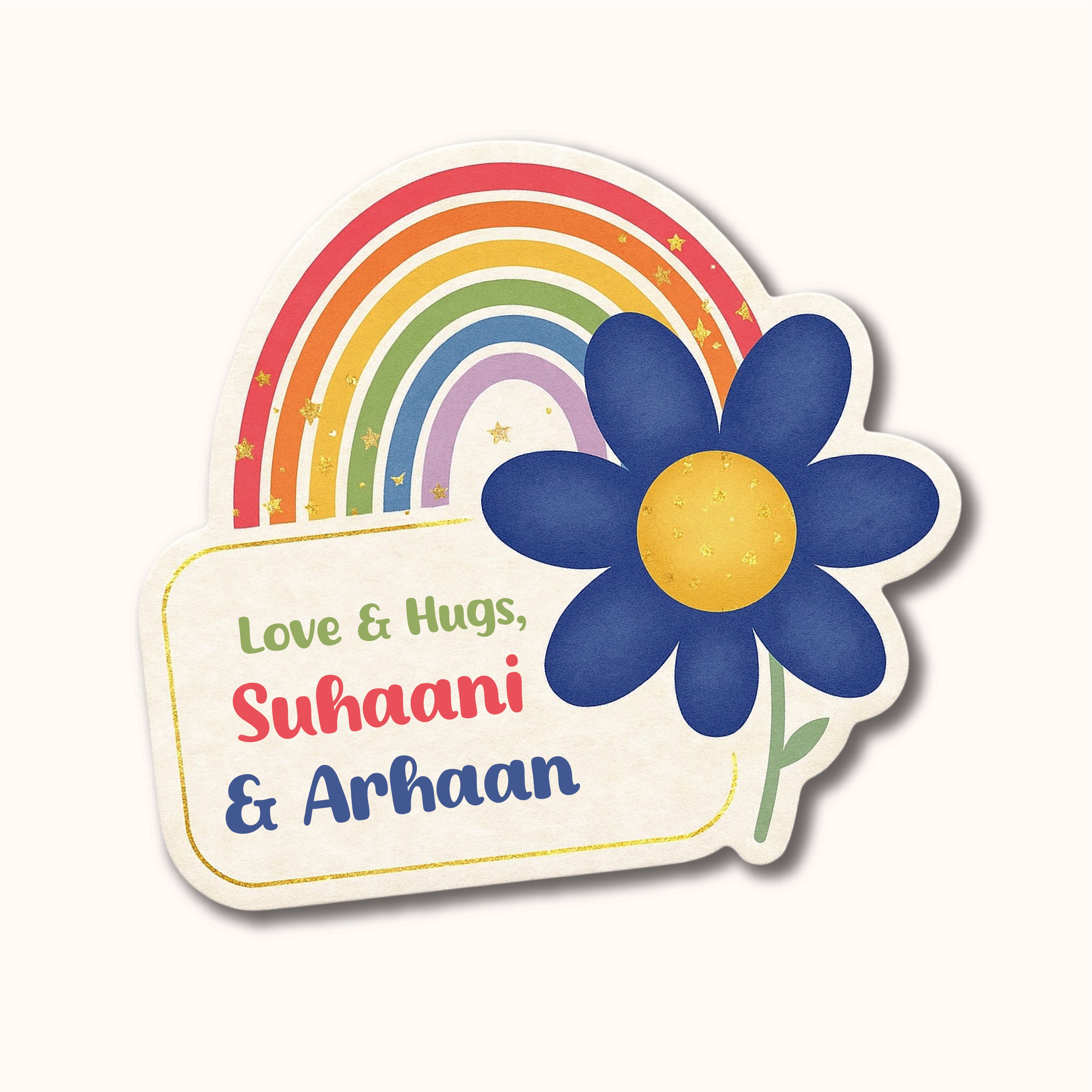 Gift Tag (Shape) - Rainbow With Flower