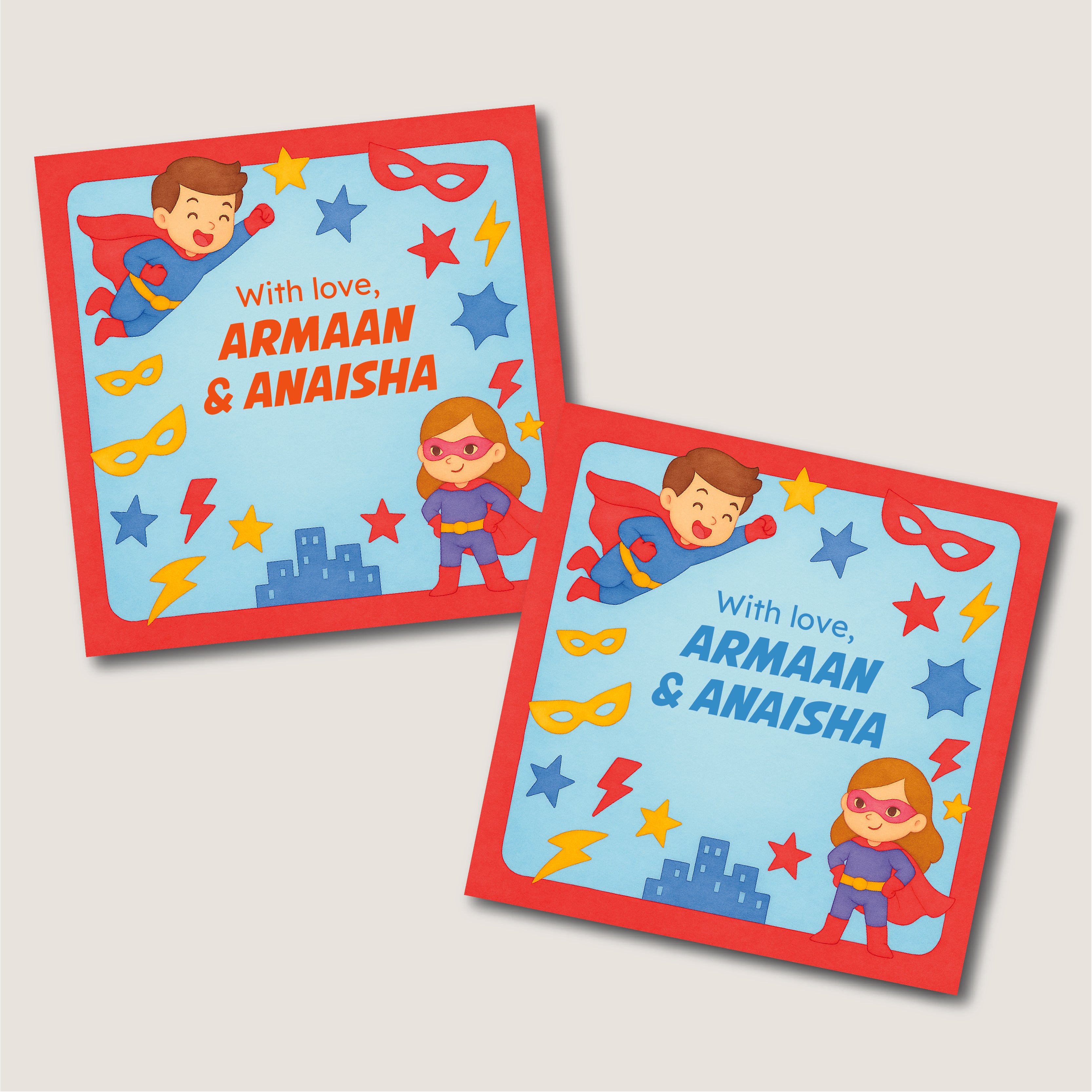 Gift Tag - Superhero Siblings