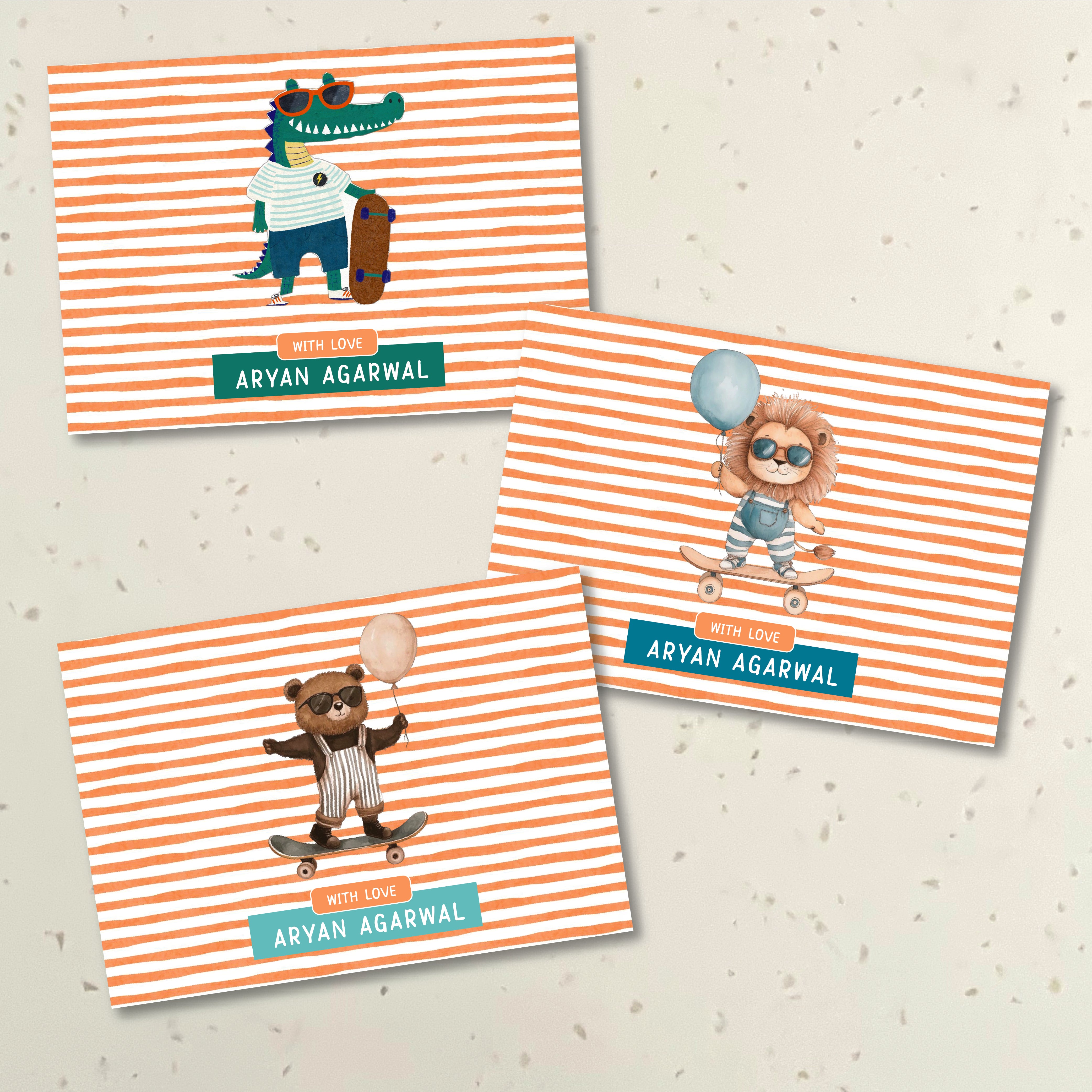 Gift Tag (rectangular)  - Animals on Skates