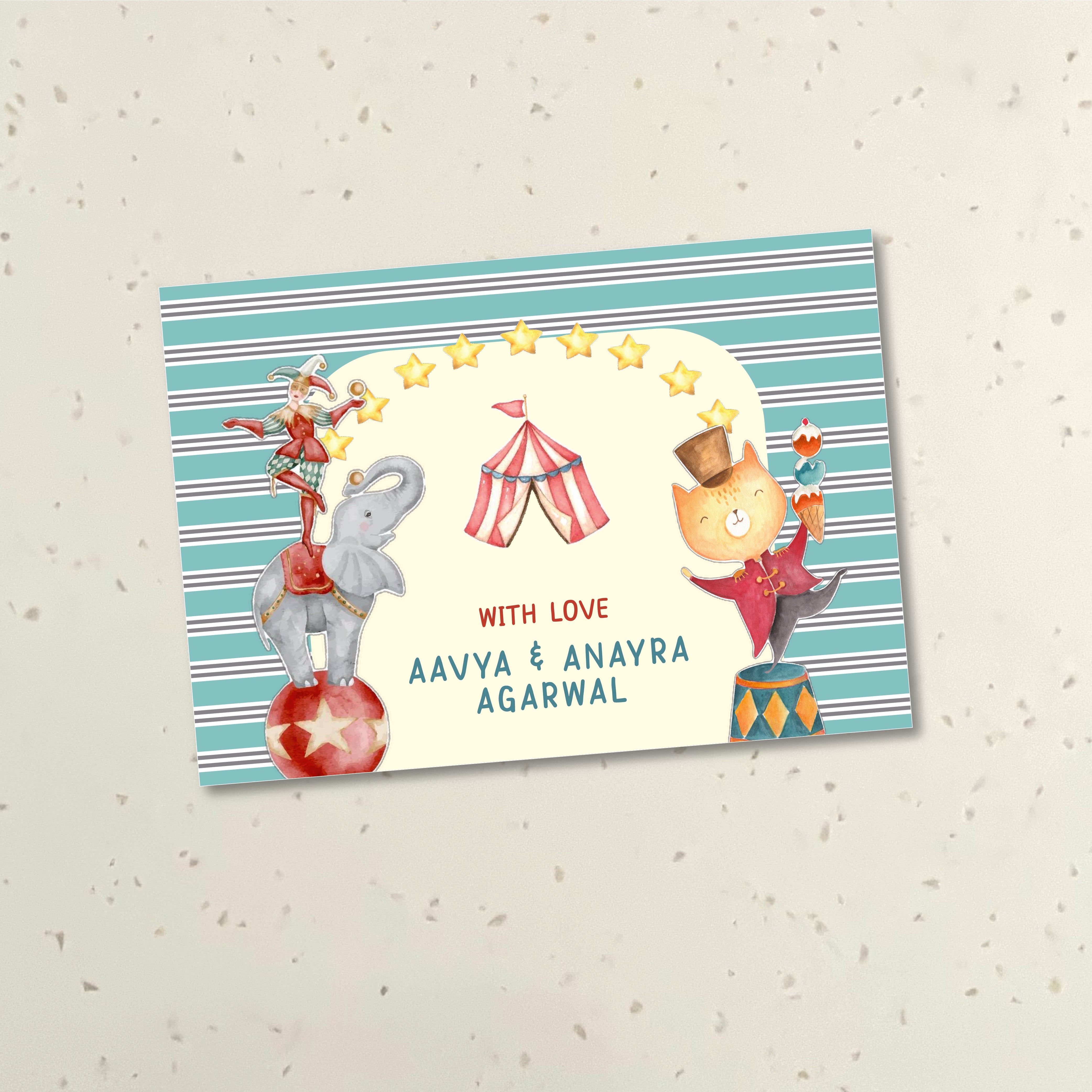Gift Tag (rectangular)  - Circus Animals